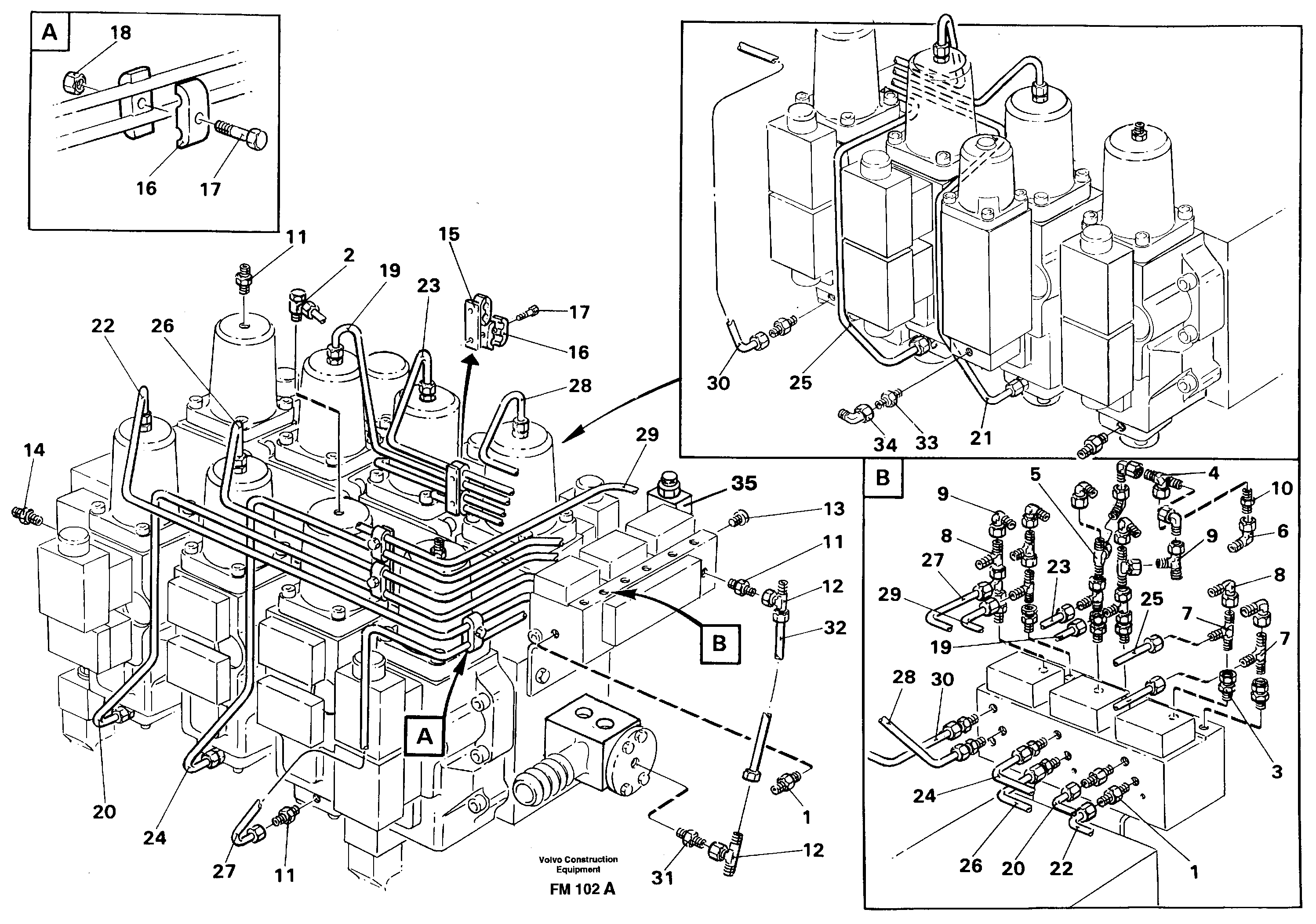 Main valve assembly, tubes connections — volvo parts diagram