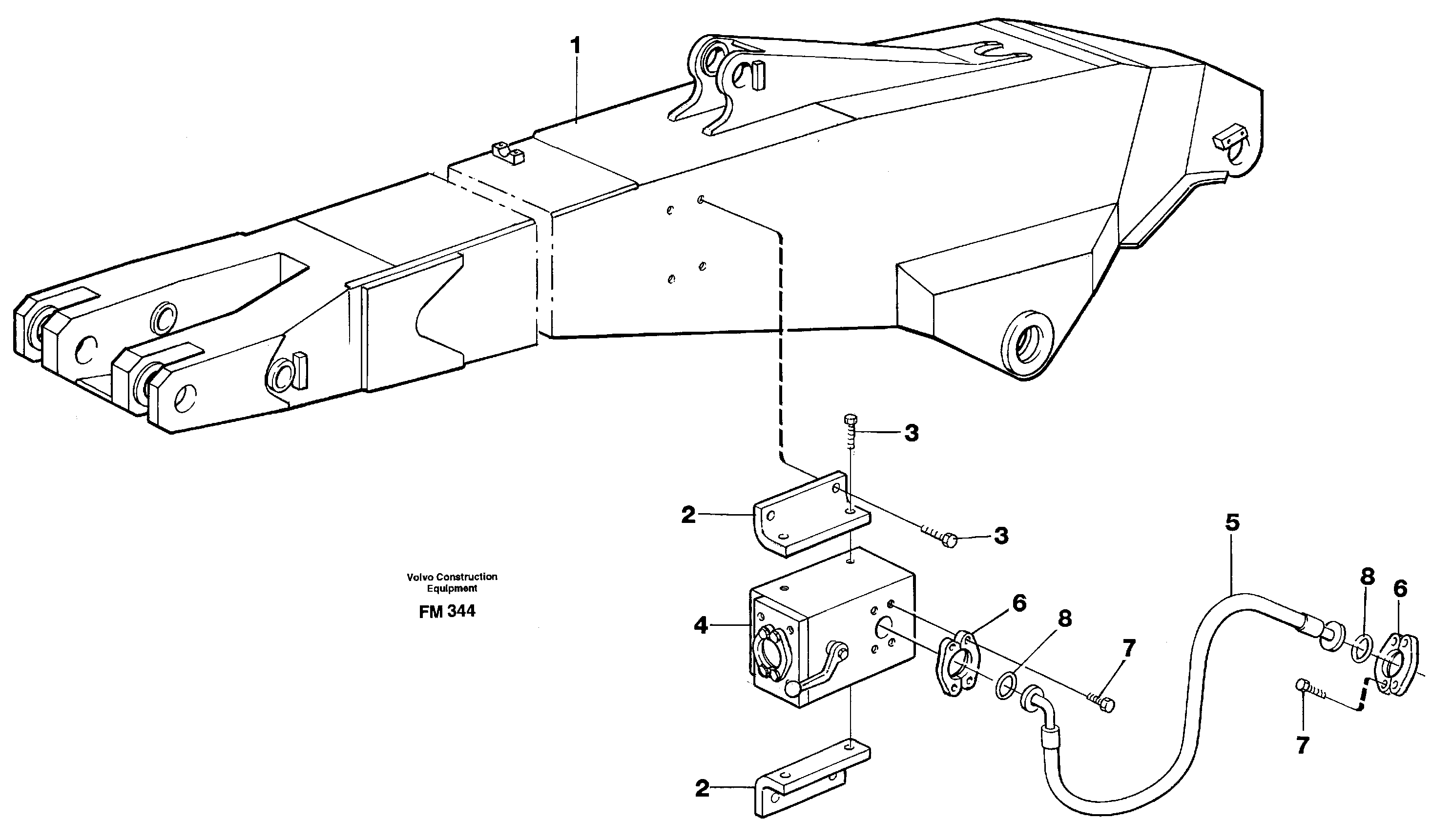 Hammer hydraulics on backhoe dipper arm, 2.75m/3.25m  14266510 14266511 — volvo parts diagram