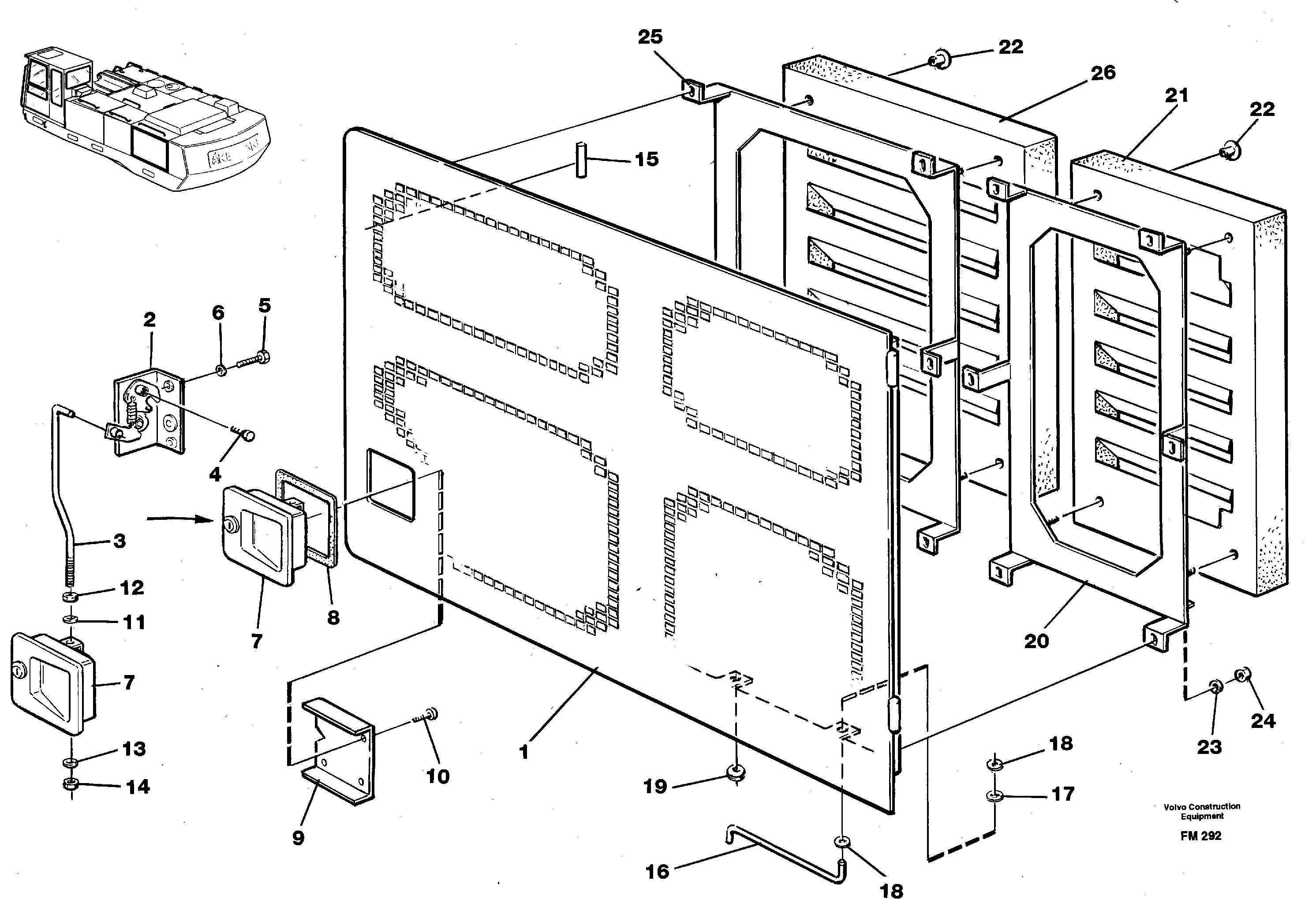 Side door, rear, left — volvo parts diagram