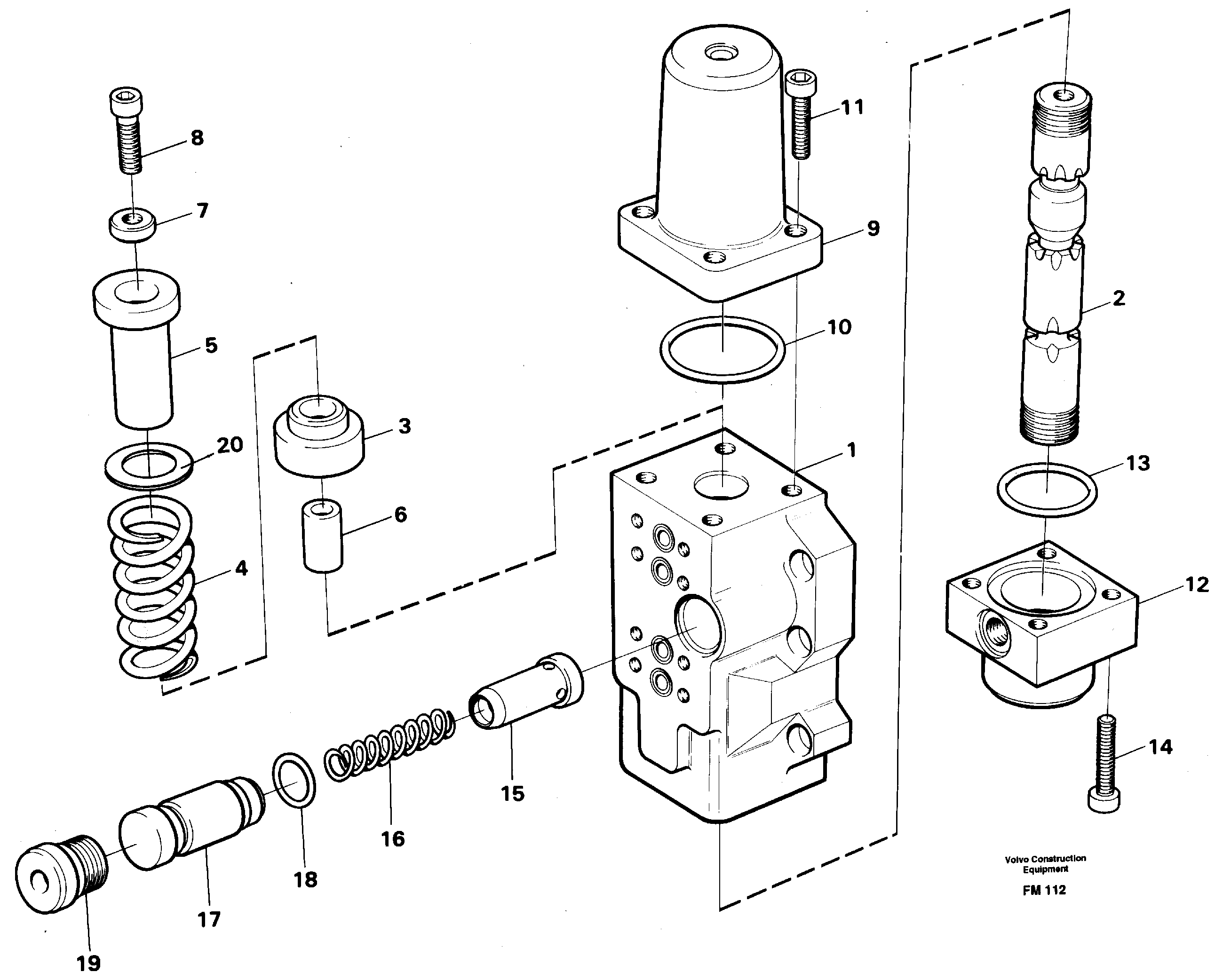 Four-way valve, dipper secondary — volvo parts diagram