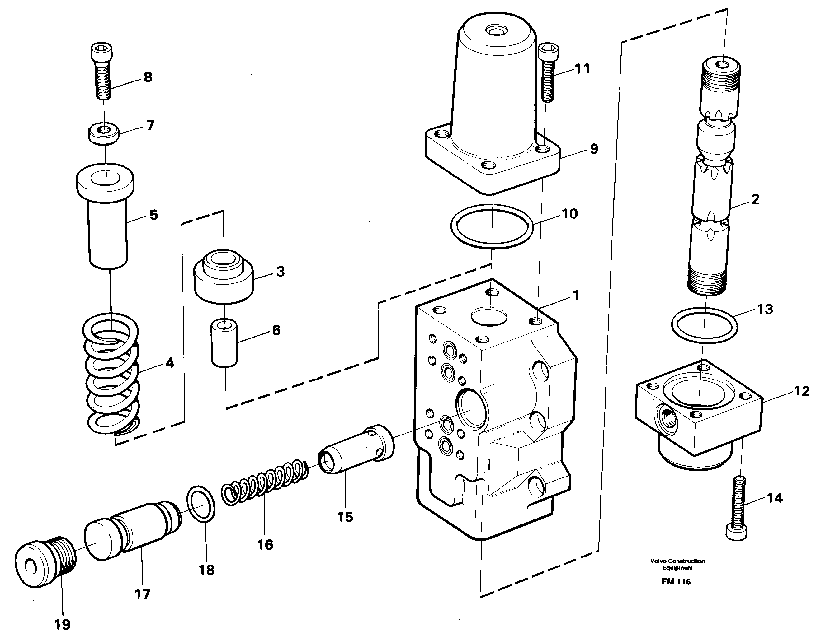 Four-way valve, dipper primary — volvo parts diagram