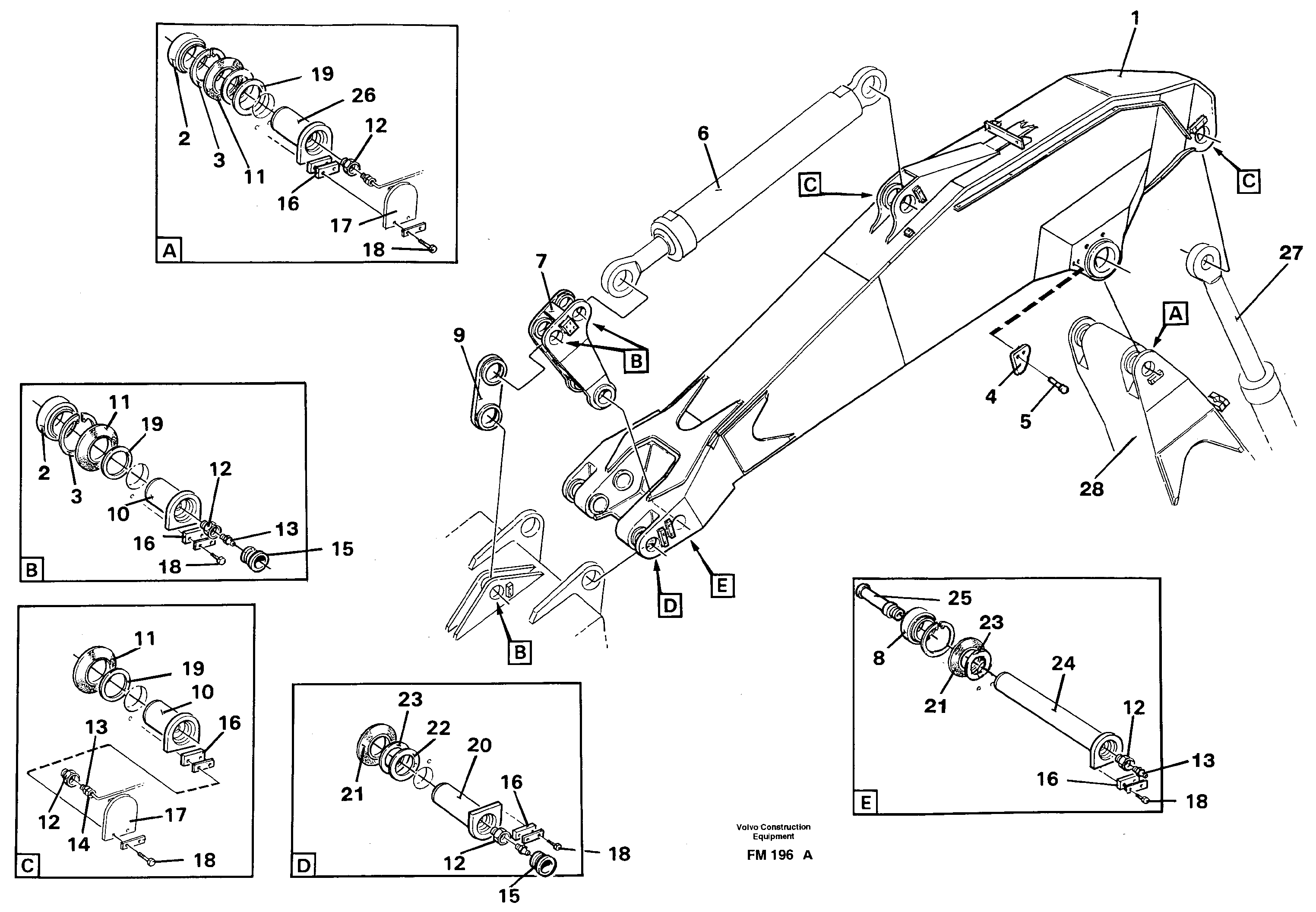 Backhoe dipper incl. attachements, 3,25m — volvo parts diagram
