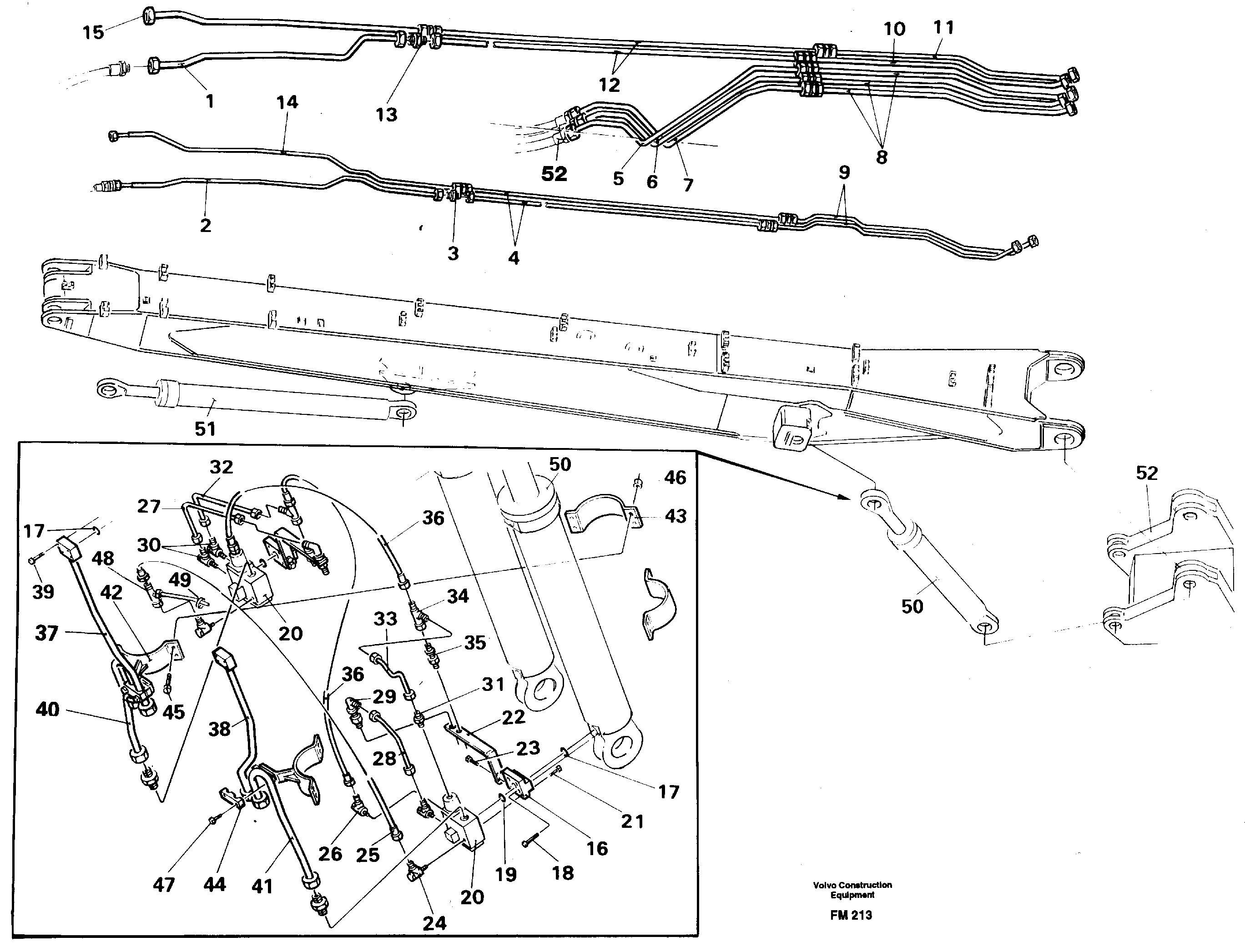 Hydraulic system, boom, handling equipment — volvo parts diagram