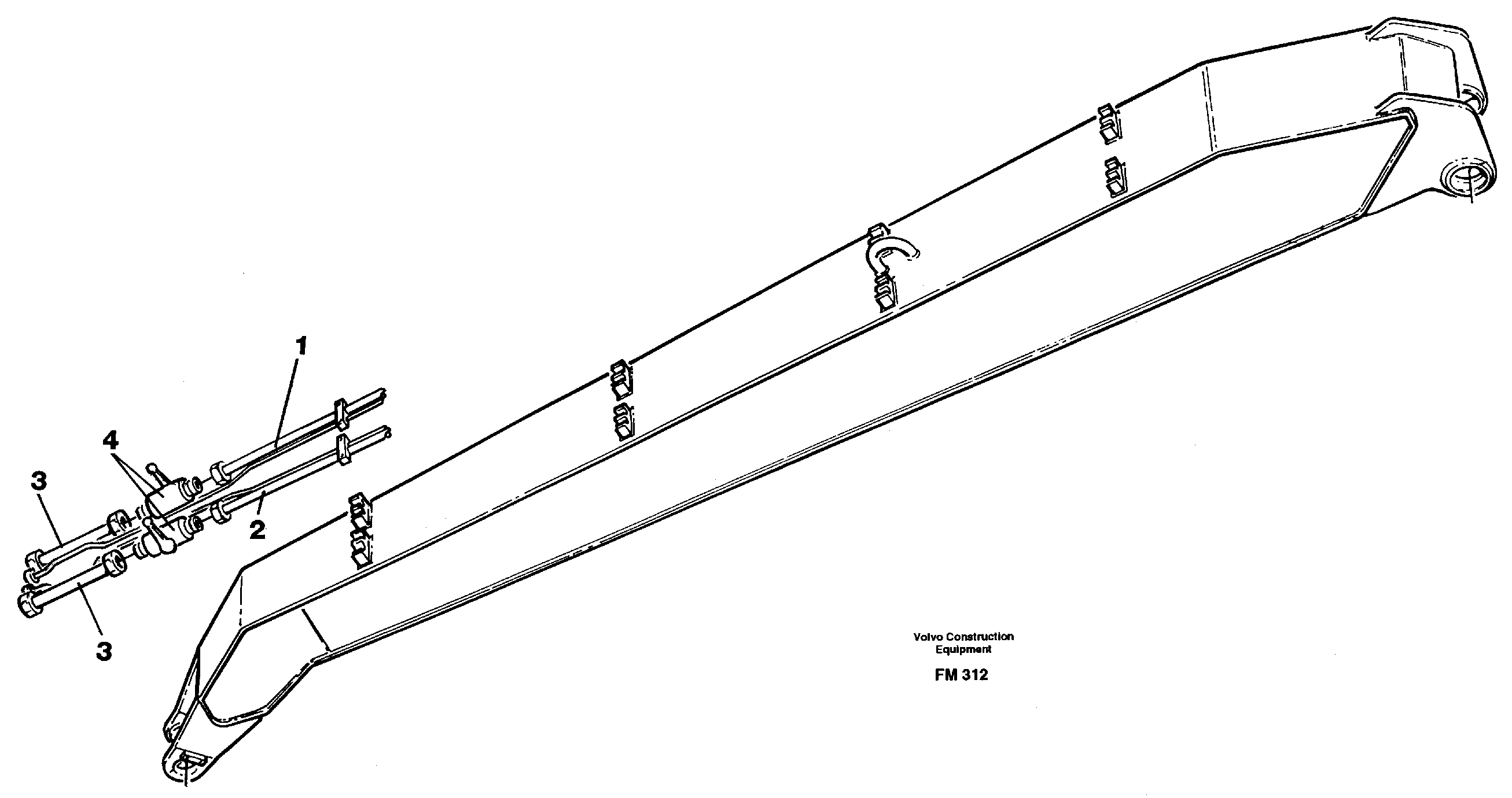 Grab equipment, with shutoff cocks, handling dipper  14262629 — volvo parts diagram