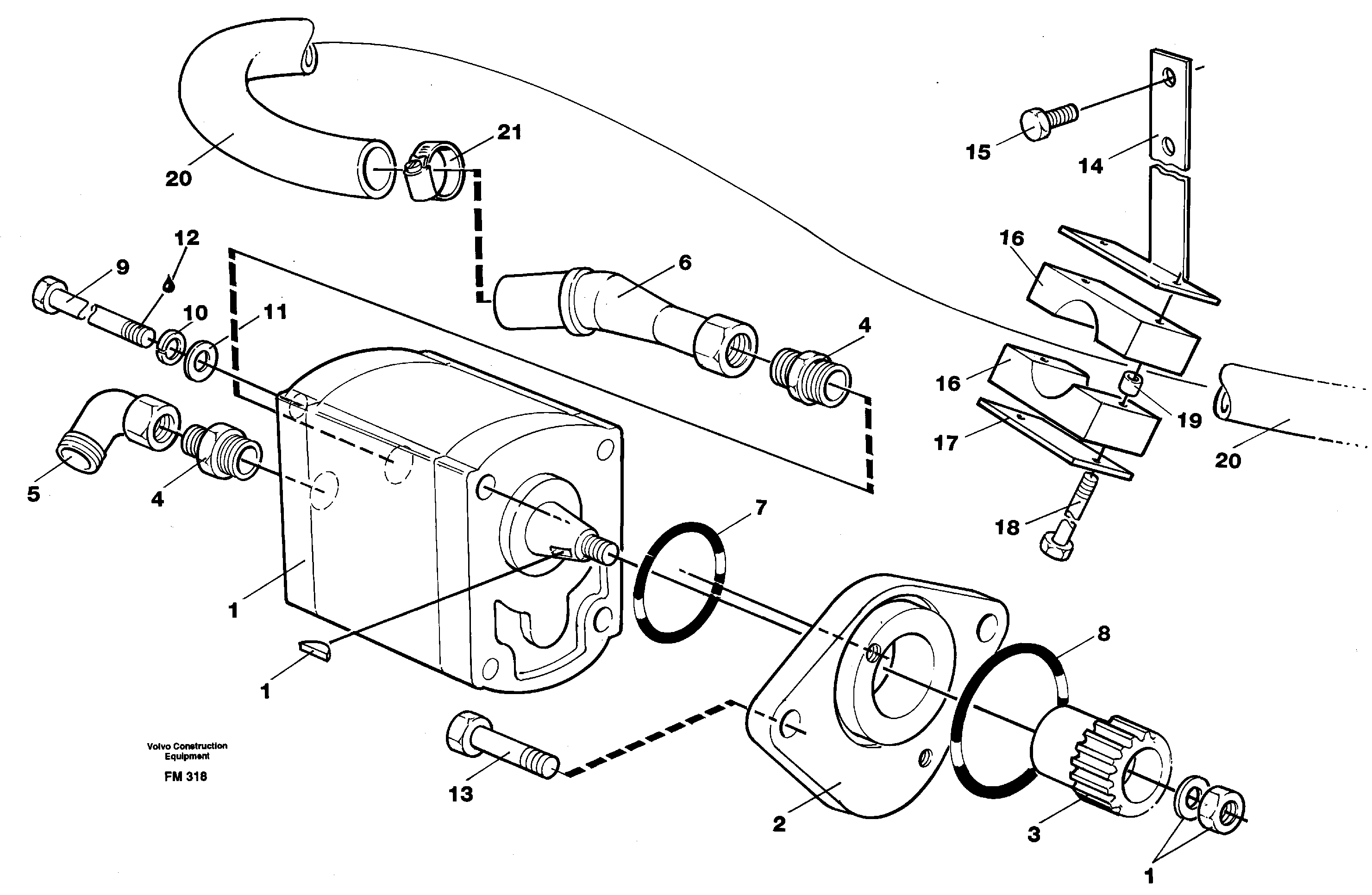 Servo pump with assembly parts — volvo parts diagram