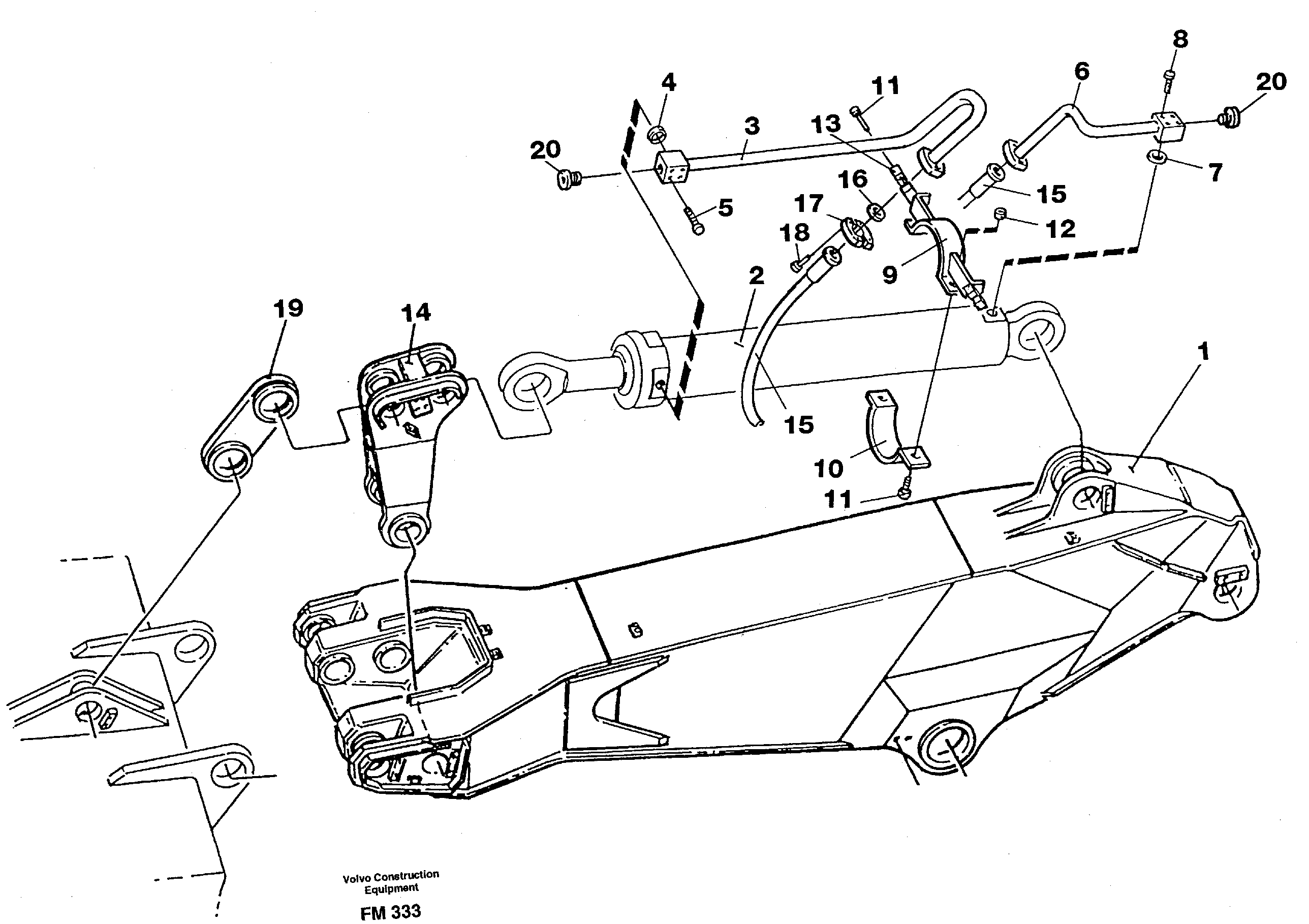 Hydraulic system, dipper arm M.e. 2,75m — volvo parts diagram