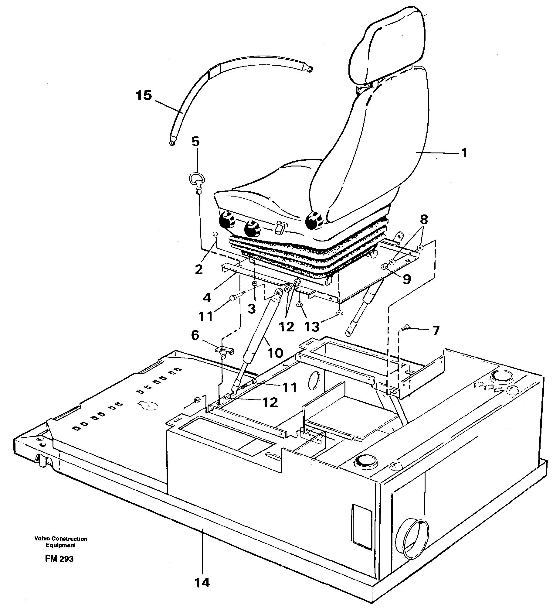 Drivers seat with fitting part — volvo parts diagram