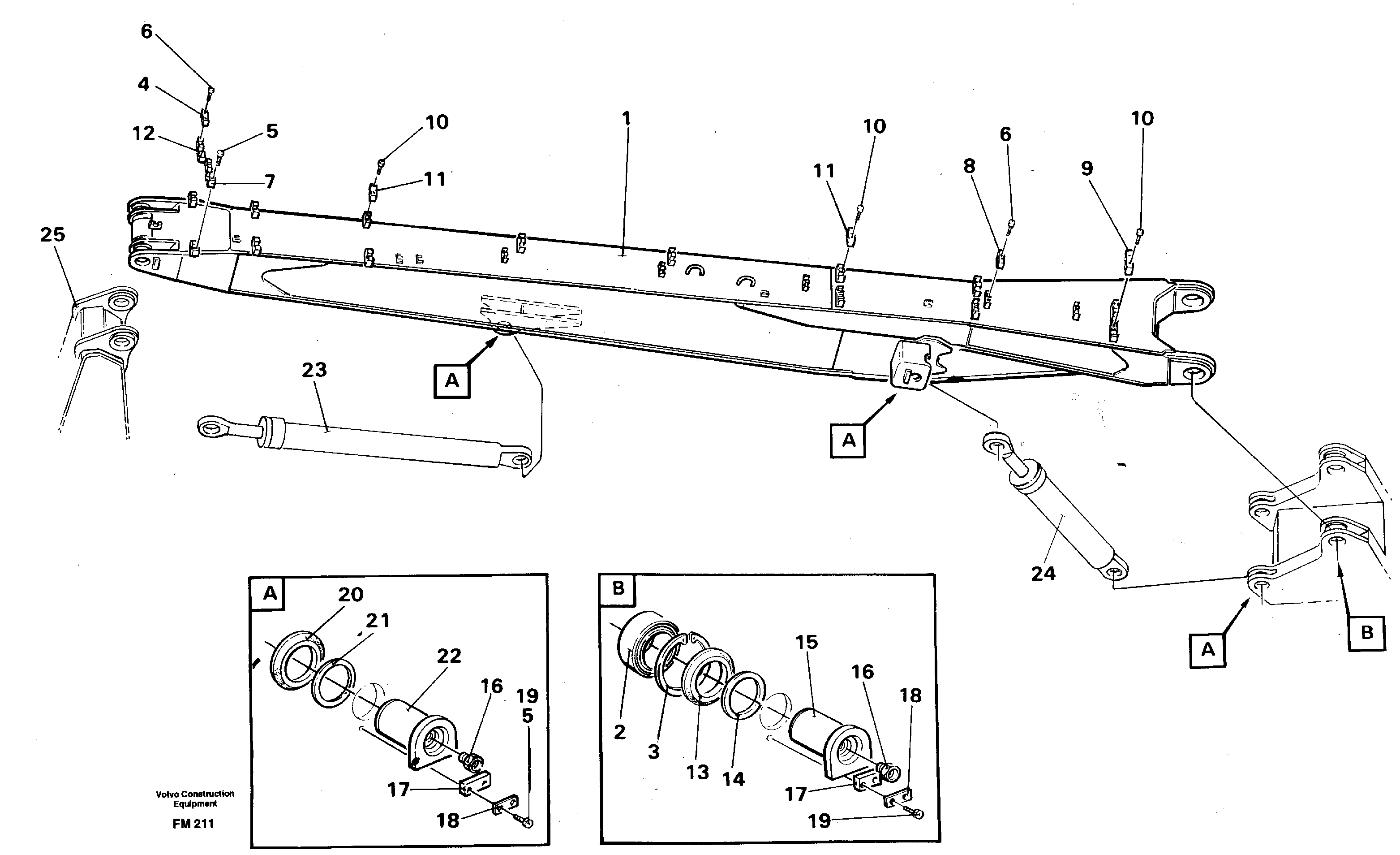 Boom incl. attachements, handling equipment — volvo parts diagram