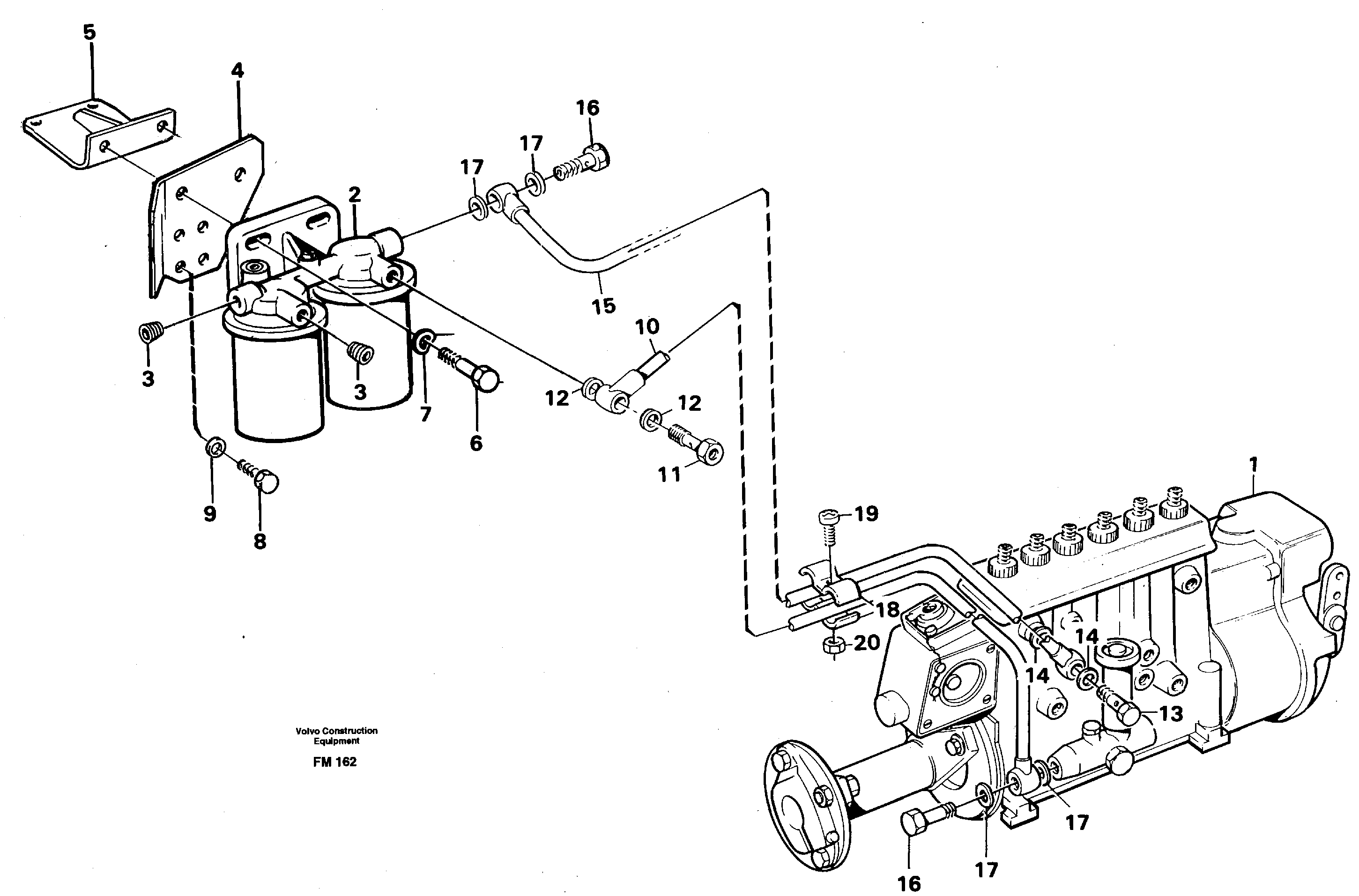 Fuel pipes: Injection pump - - fuel filter — volvo parts diagram