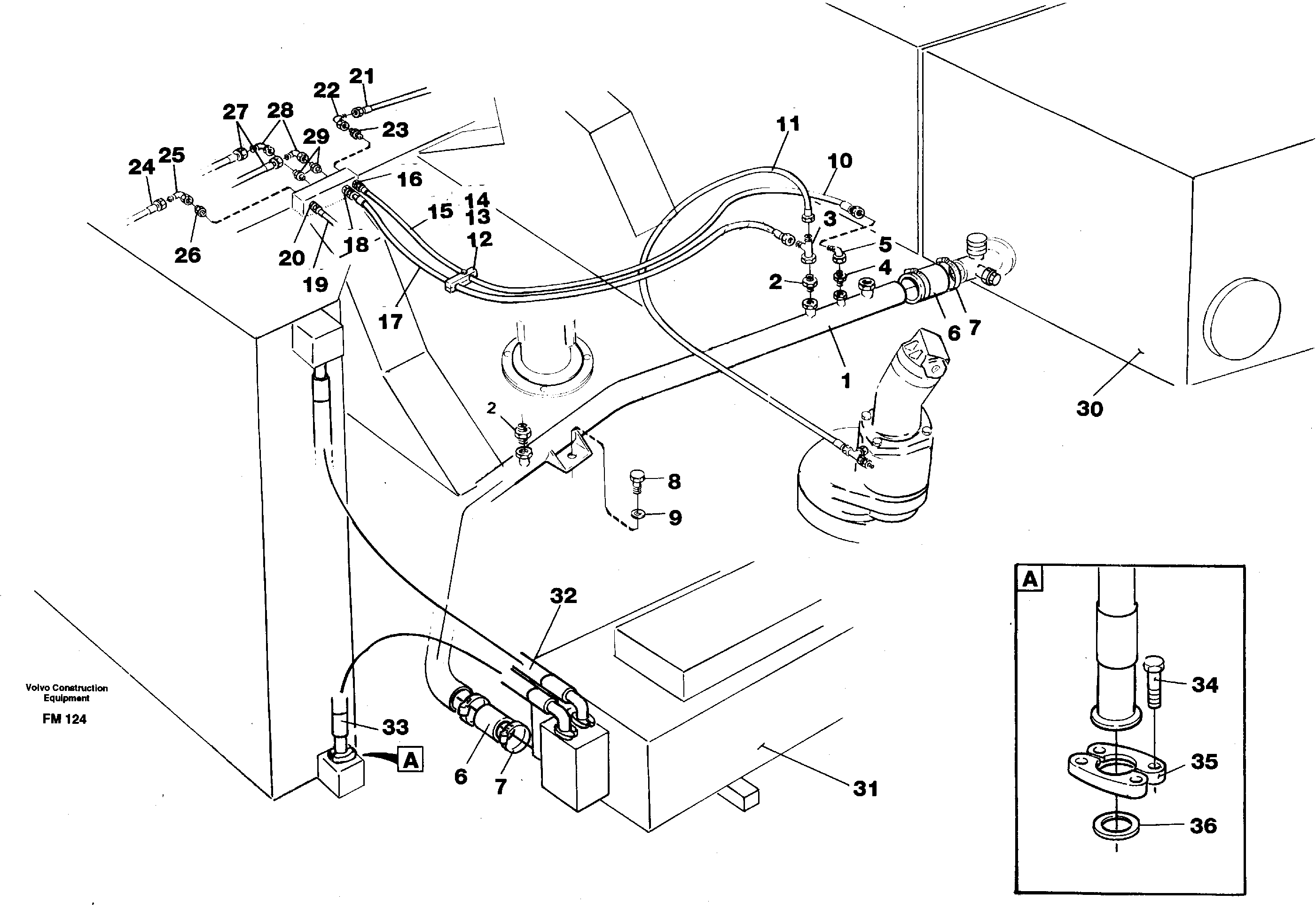 Hydraulic system, return lines — volvo parts diagram