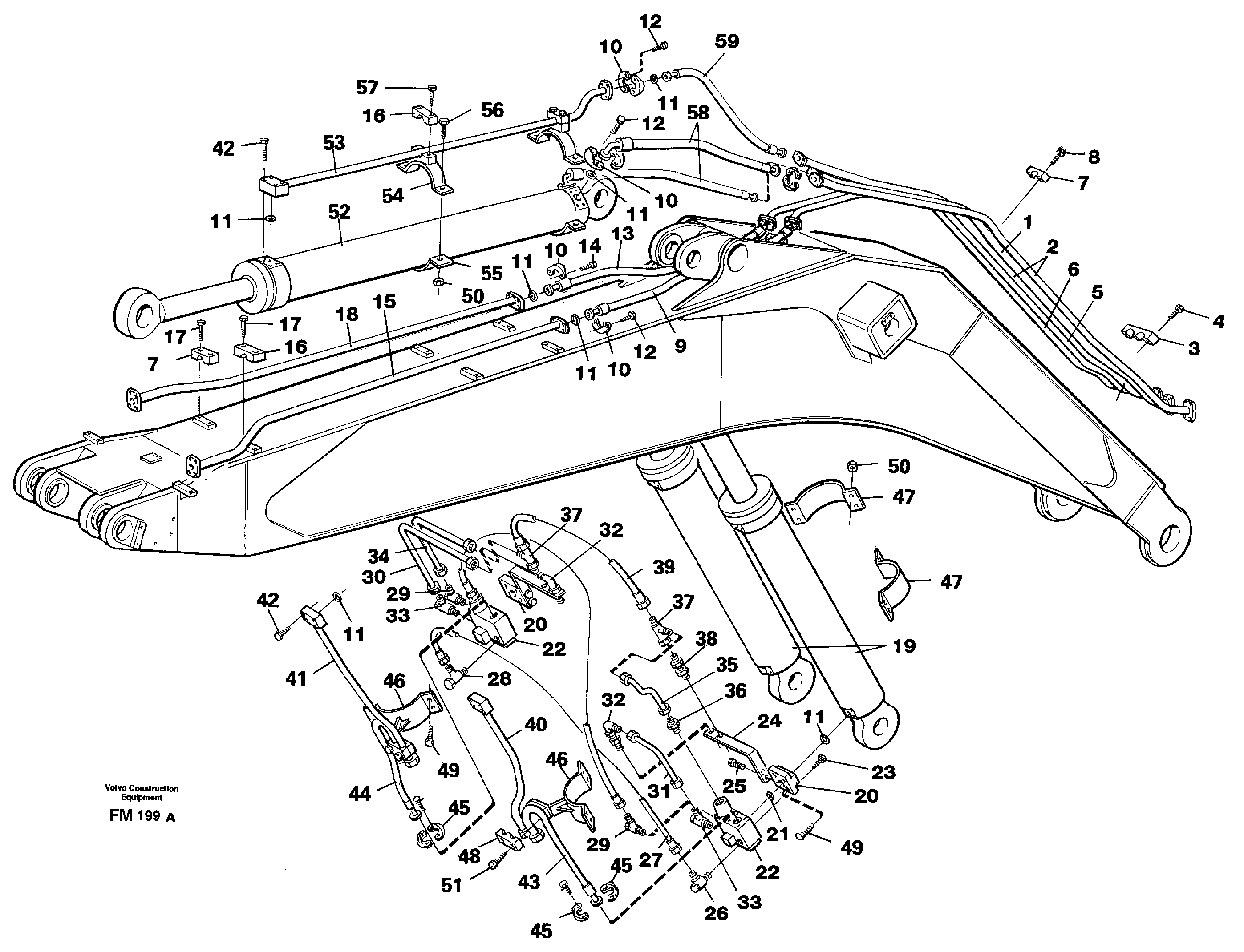 Hydraulic system, boom, 7,6m — volvo parts diagram