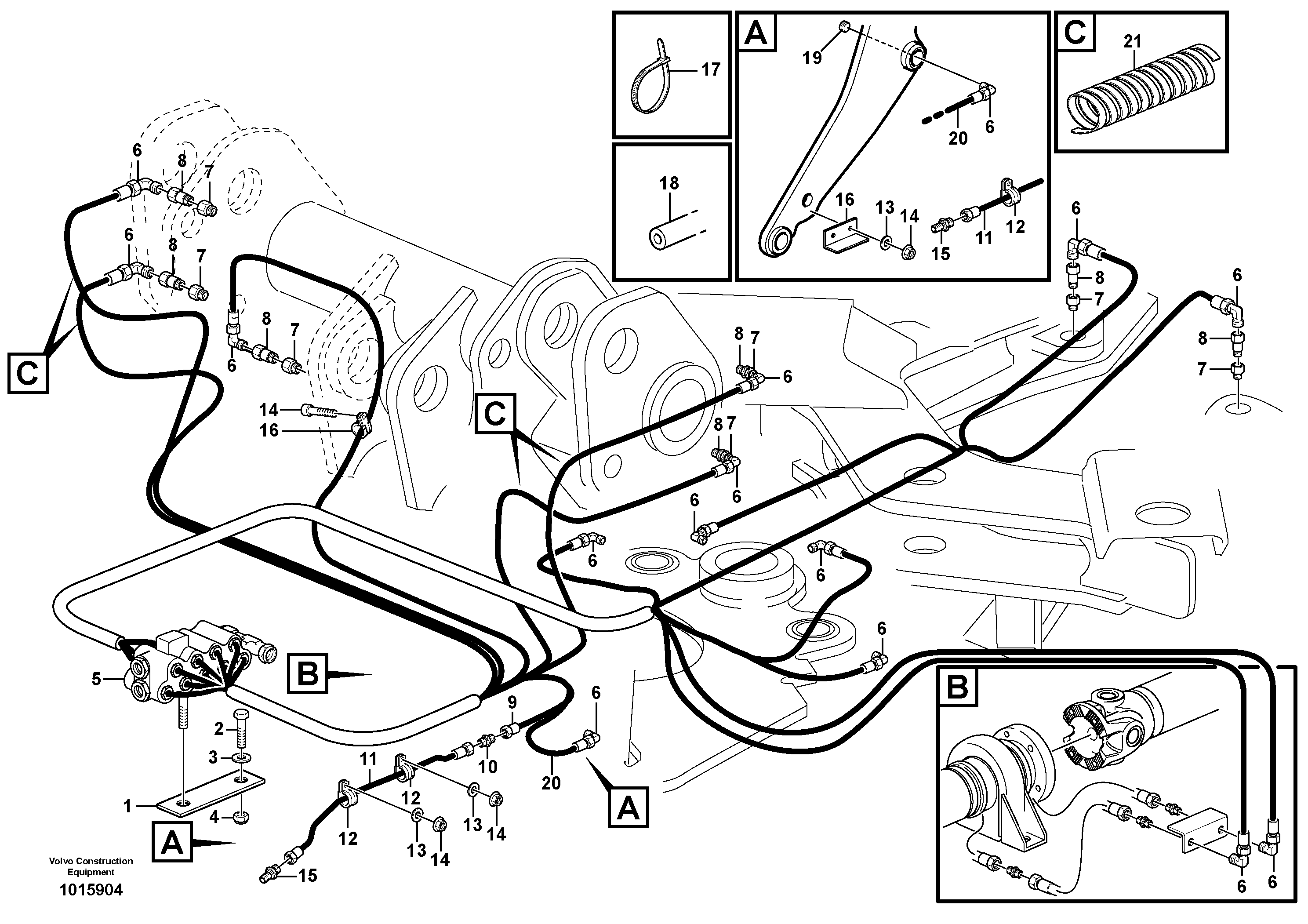 Central lubrication with fitting parts. B1  82533 — volvo parts diagram