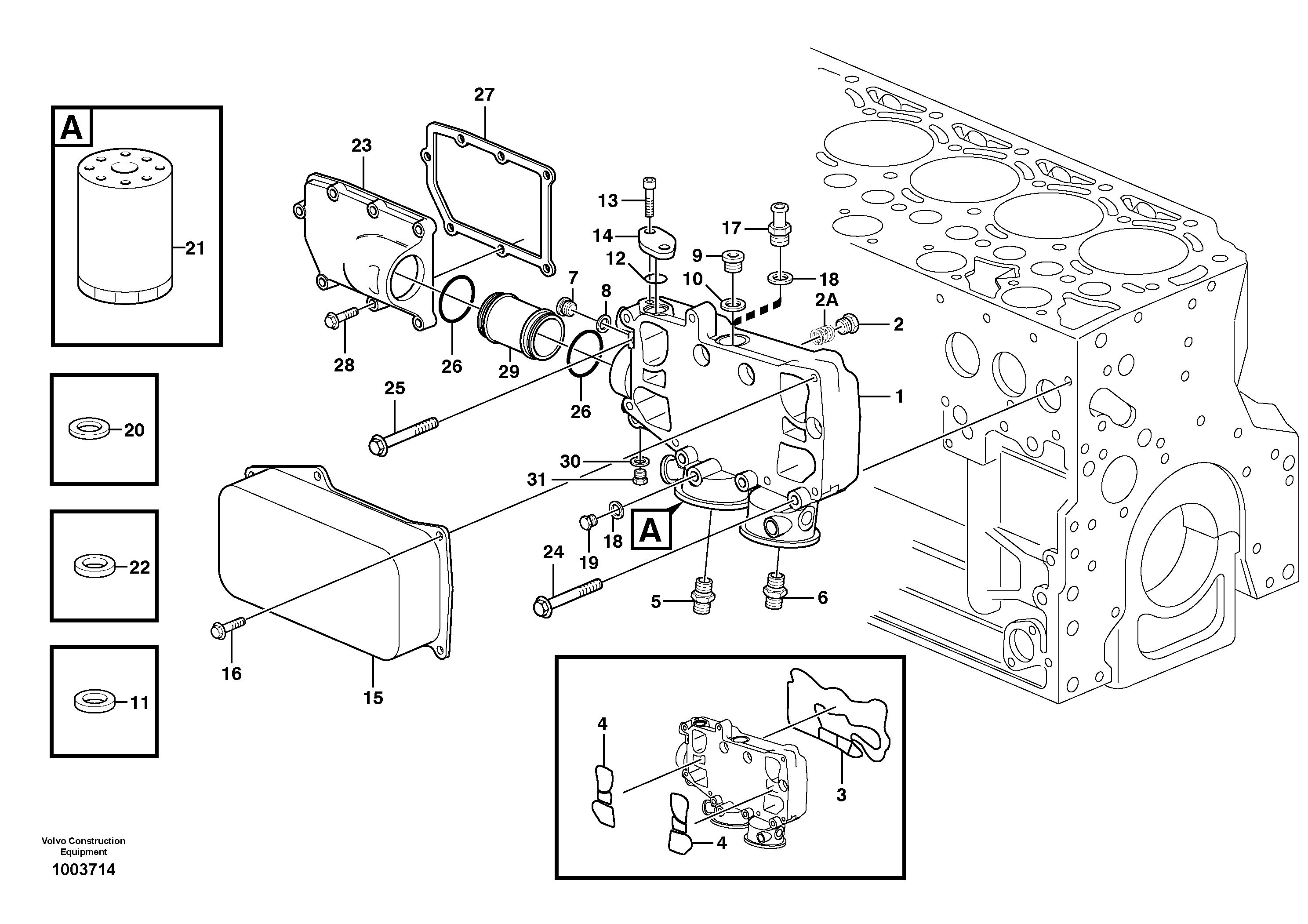Oil cooler — volvo parts diagram