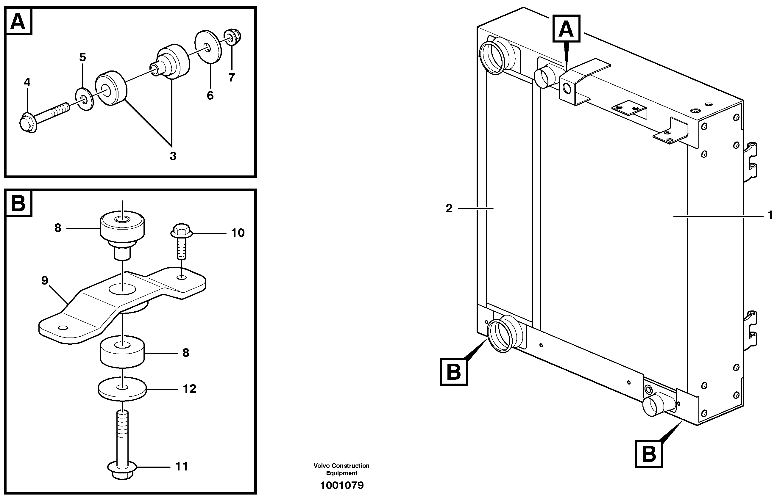 Radiator with fitting parts — volvo parts diagram
