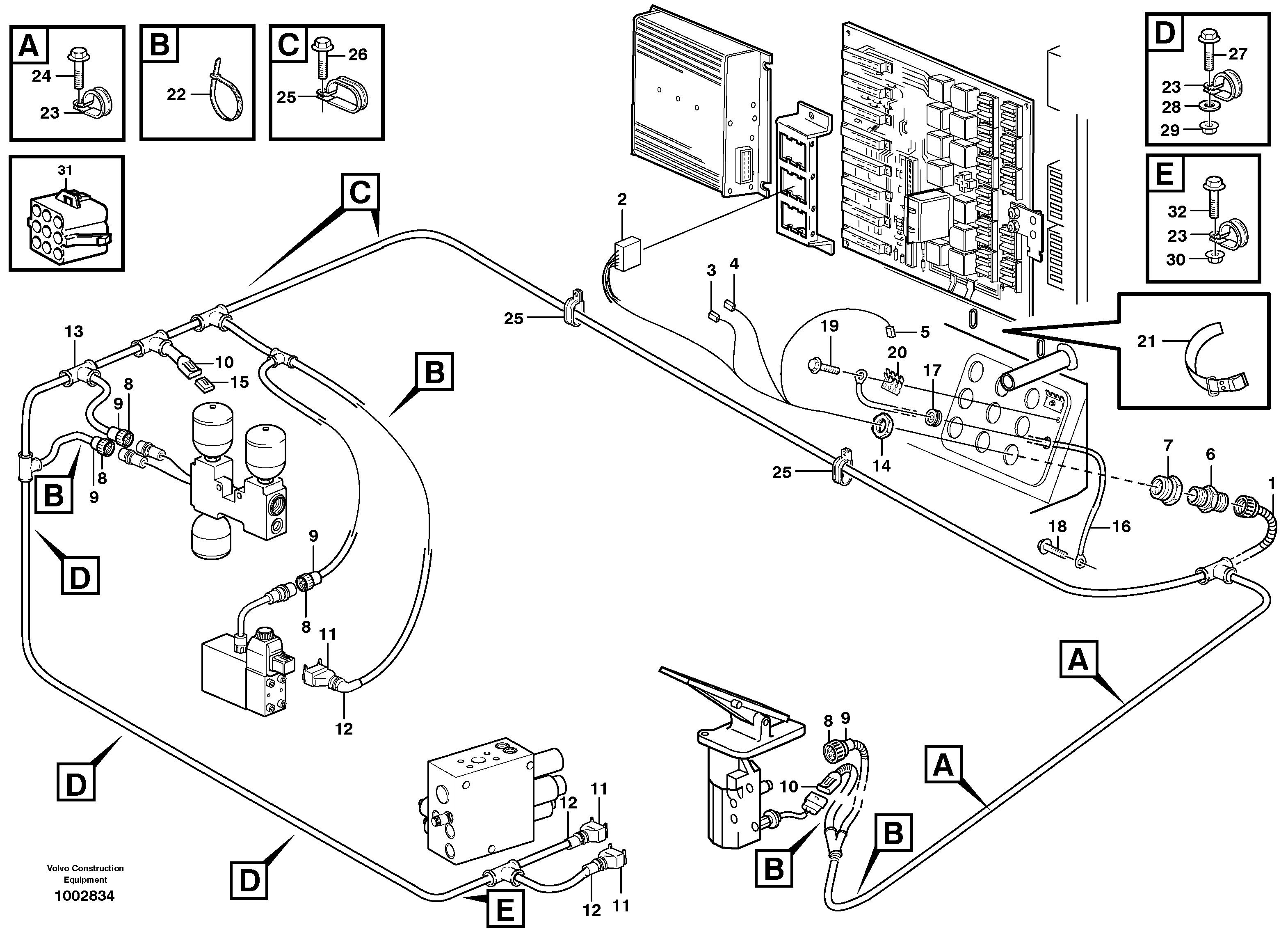 Cable harnesses, cab  STD, OPEN ROPS — volvo parts diagram