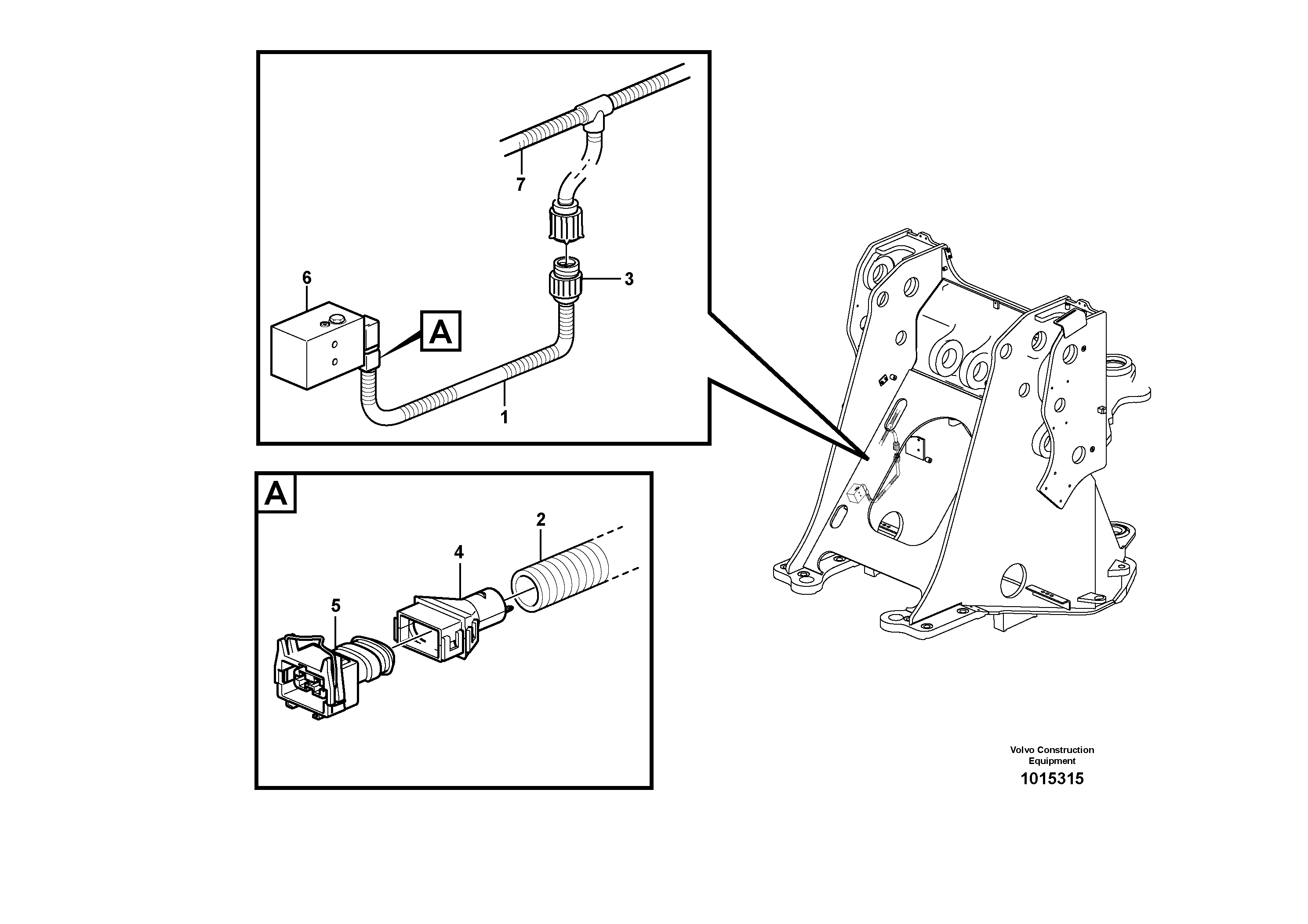 Wire harness, single-acting lift function  82072 — volvo parts diagram