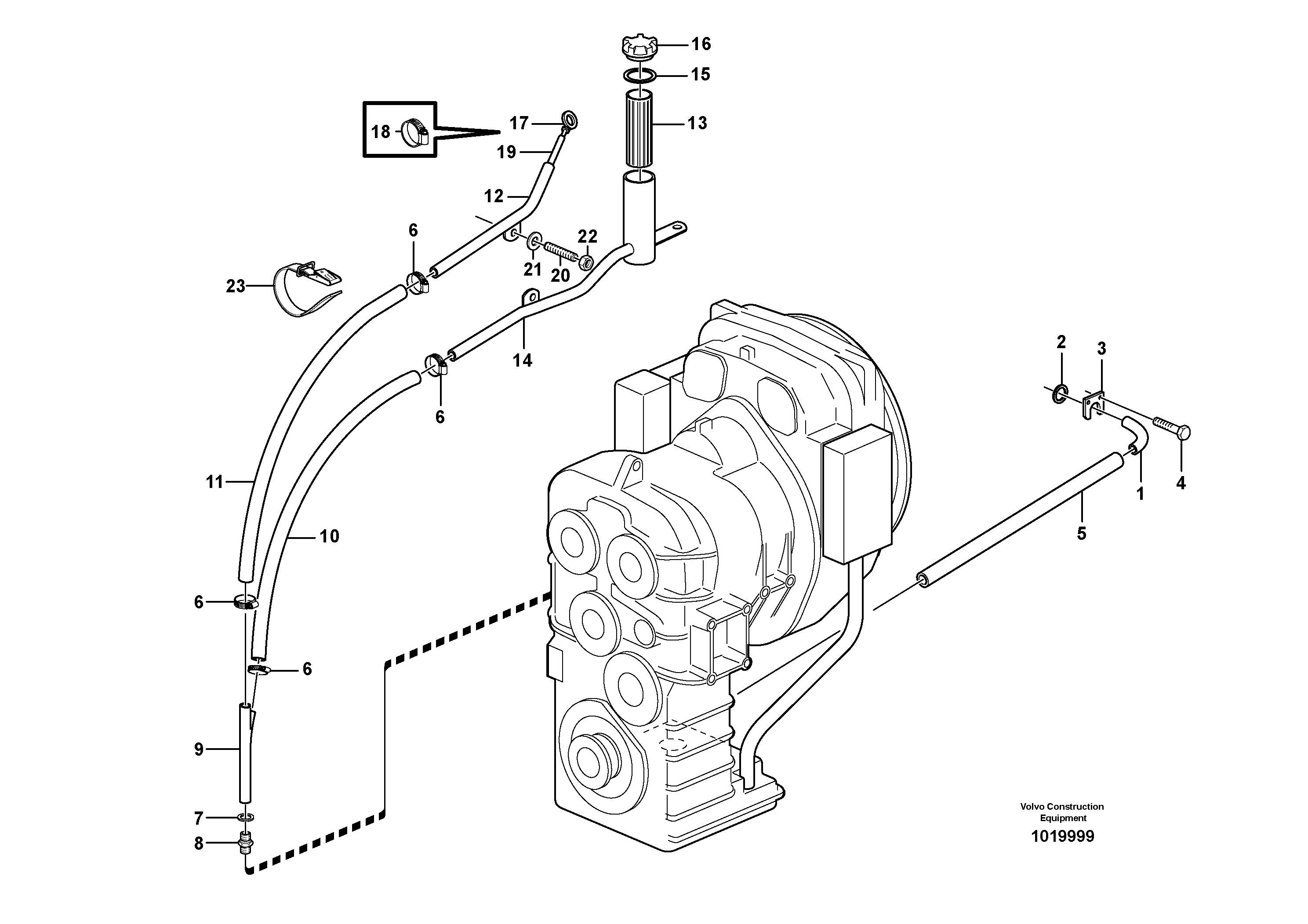 Oil filler and dipstick  STD, OPEN ROPS — volvo parts diagram
