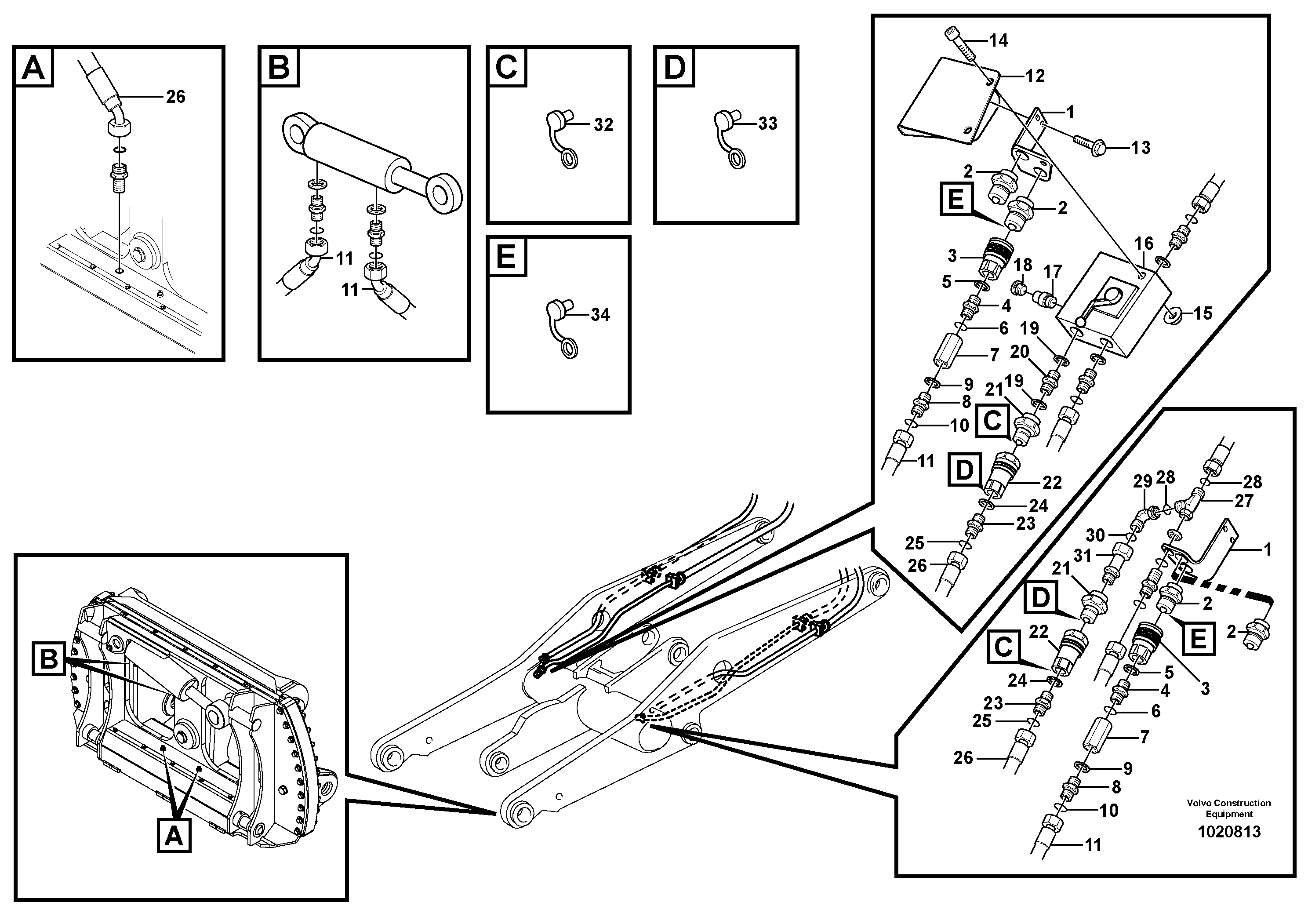 Hydraulic system rotary hook-on attachment bracket  82892 — volvo parts diagram