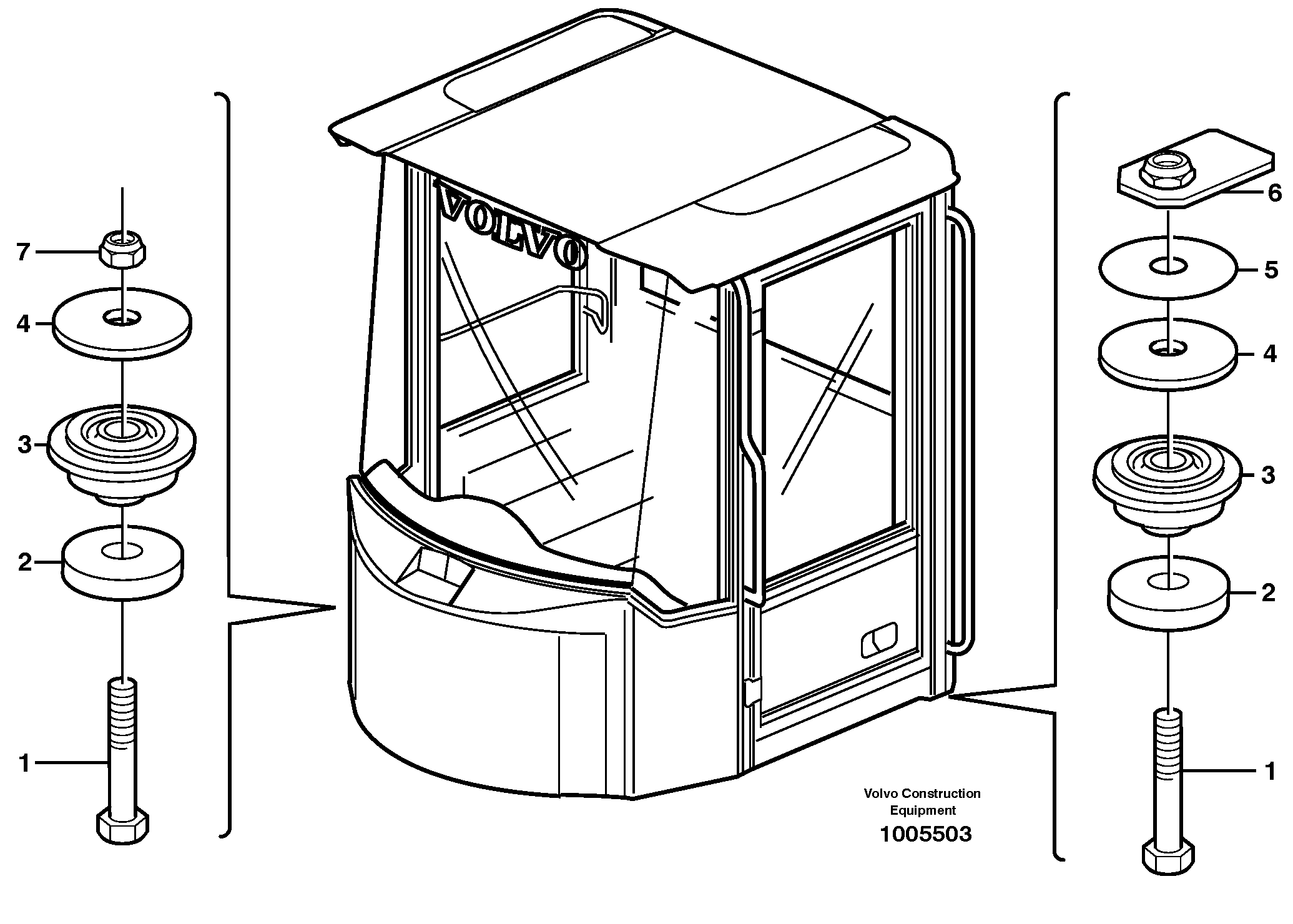 Cab mounting block  STD, OPEN ROPS — volvo parts diagram