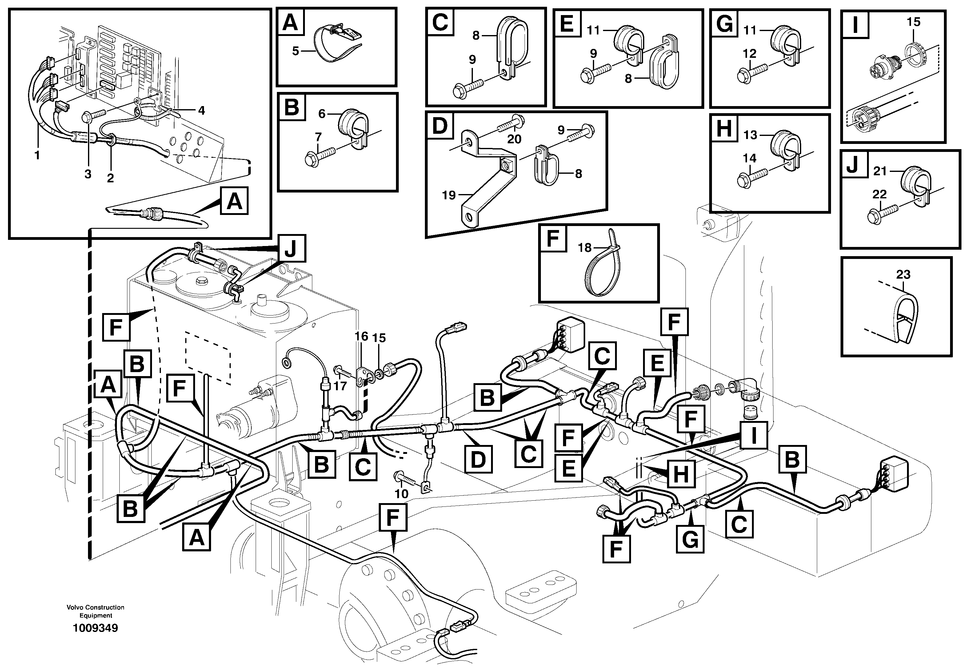 Rear cable harness with assembly parts — volvo parts diagram