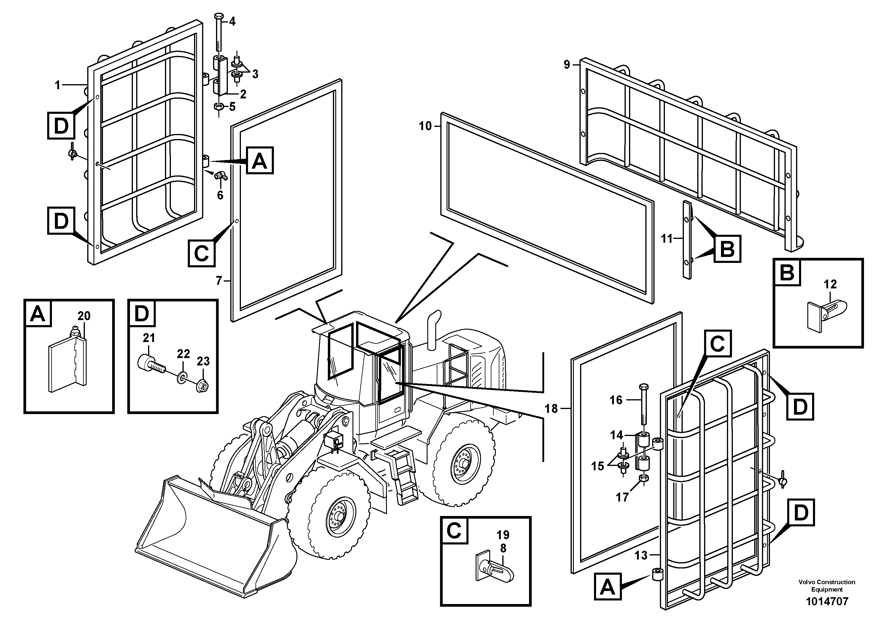 Window guards, side and rear windows.  80144, 82719 — volvo parts diagram
