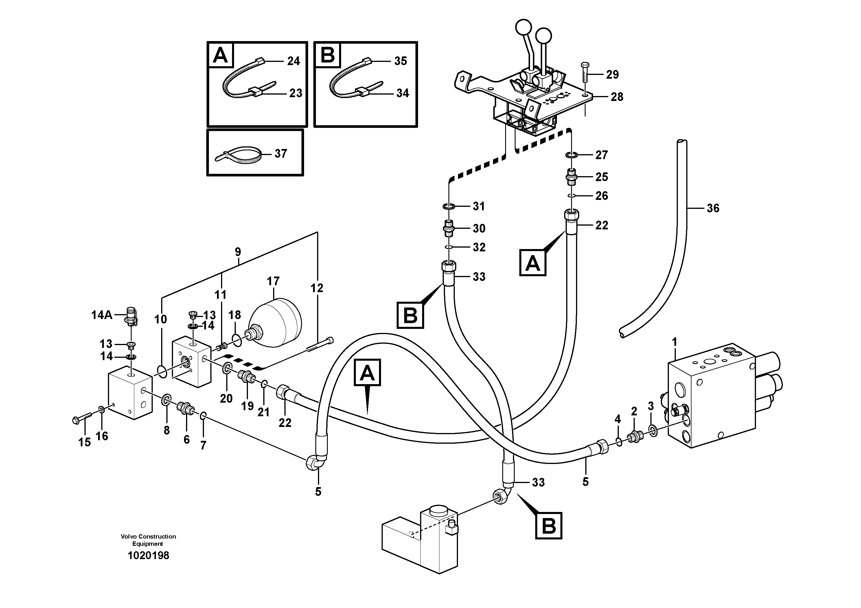 Servo - hydraulic  STD, OPEN ROPS — volvo parts diagram