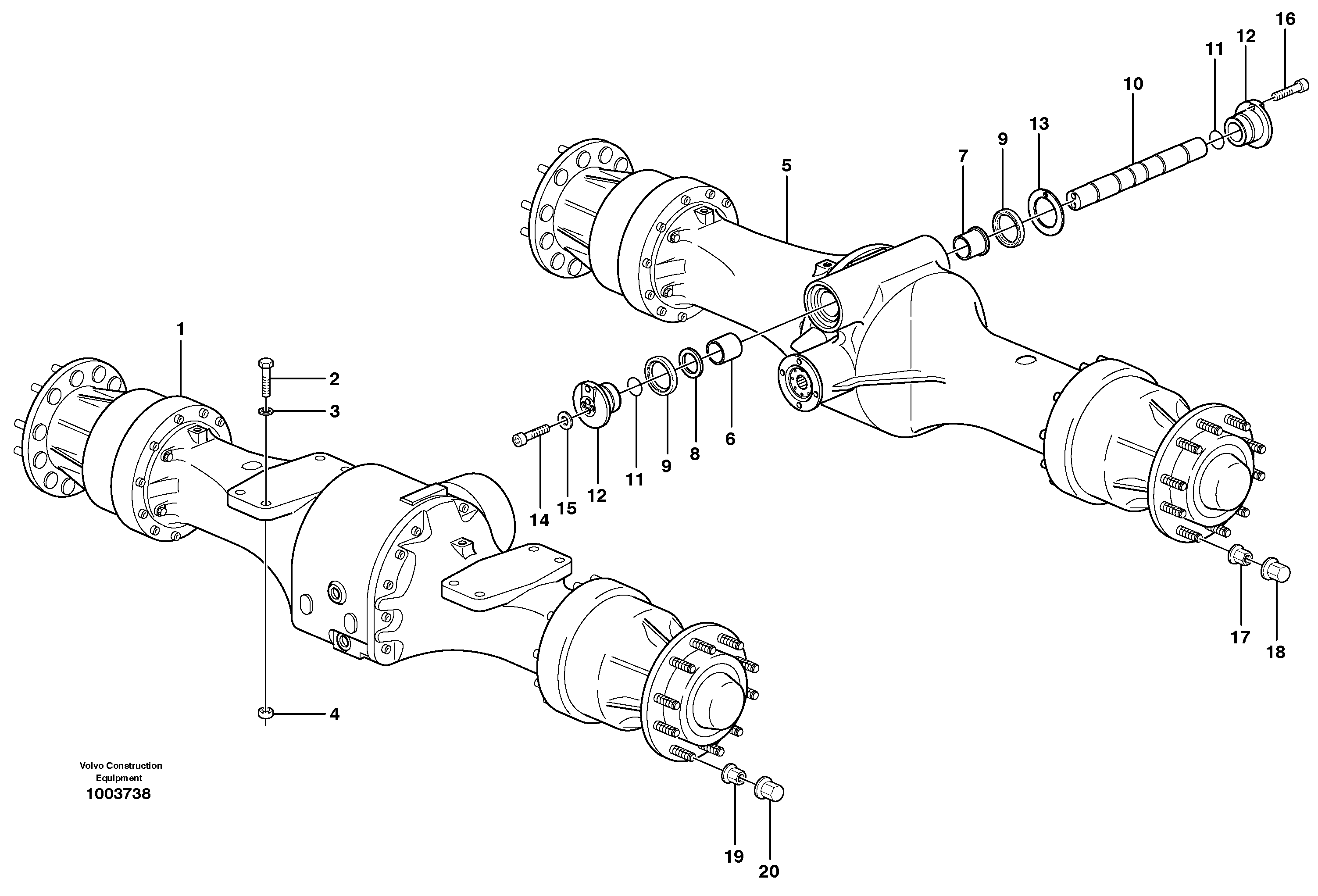 Planet axles with fitting parts — volvo parts diagram