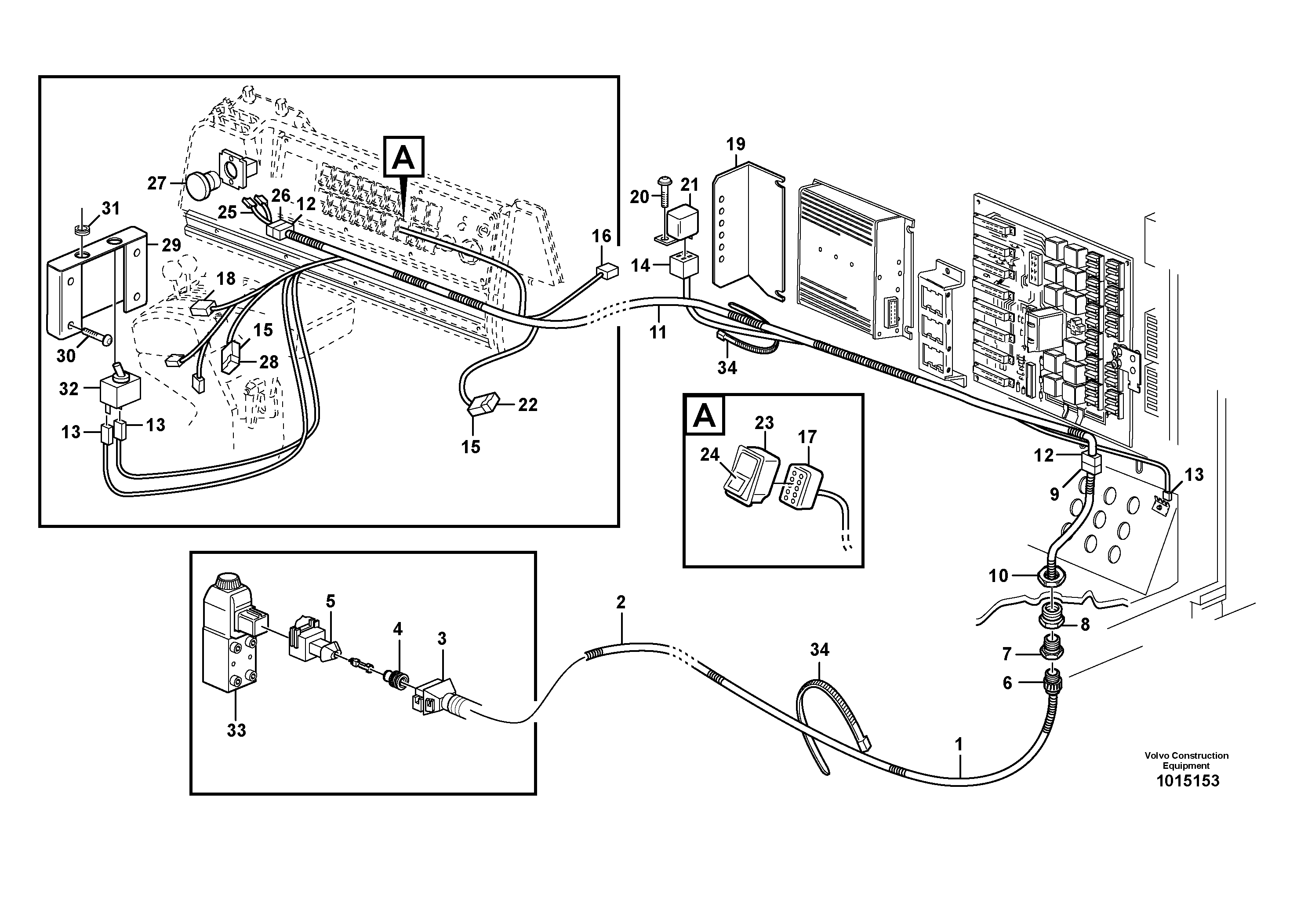 Cable harness: Adjustableflow from hydraulic function 3.  82054 — volvo parts diagram
