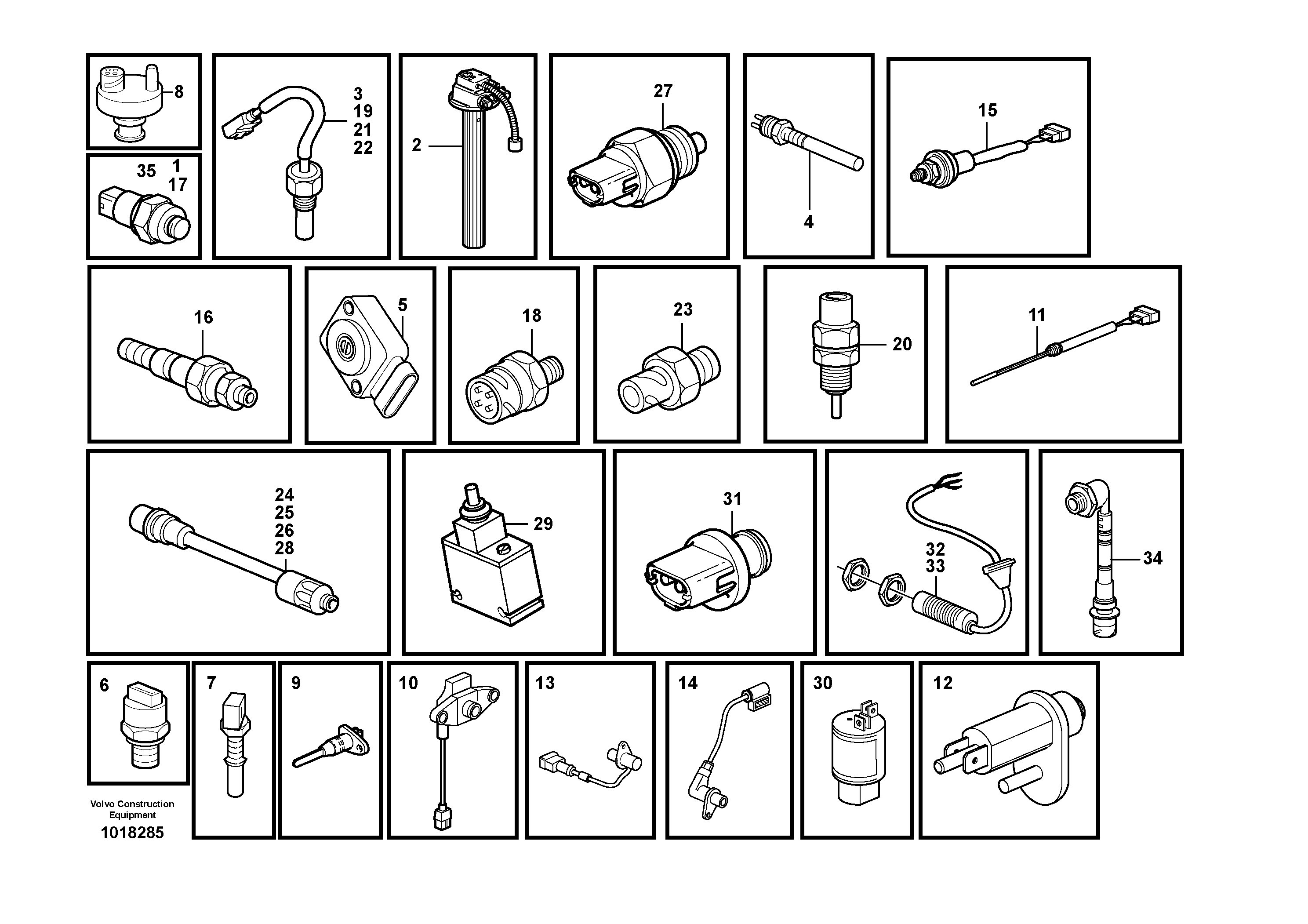 Sensors, reference list — volvo parts diagram