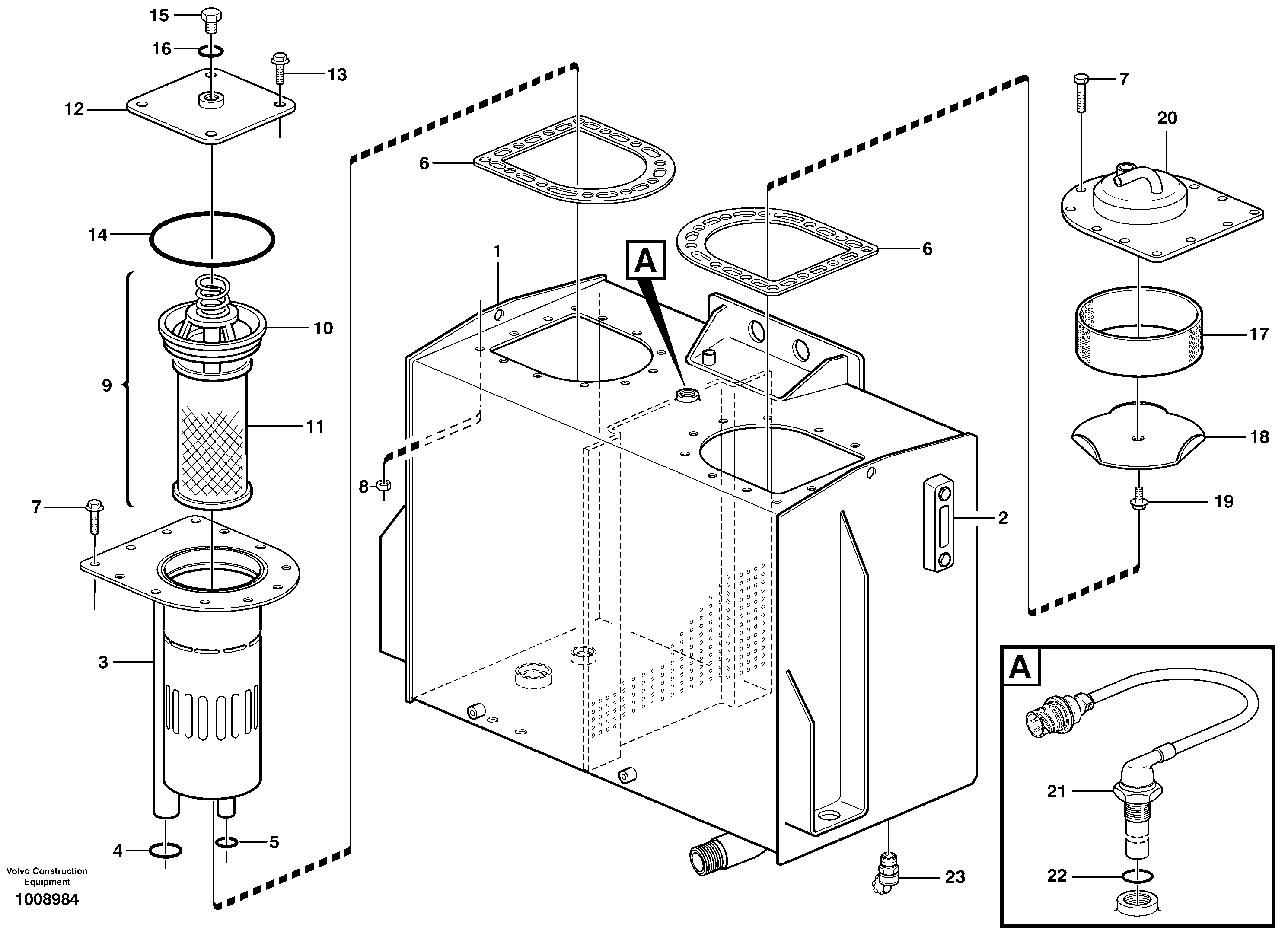 Hydraulic oil tank  STD, OPEN ROPS — volvo parts diagram
