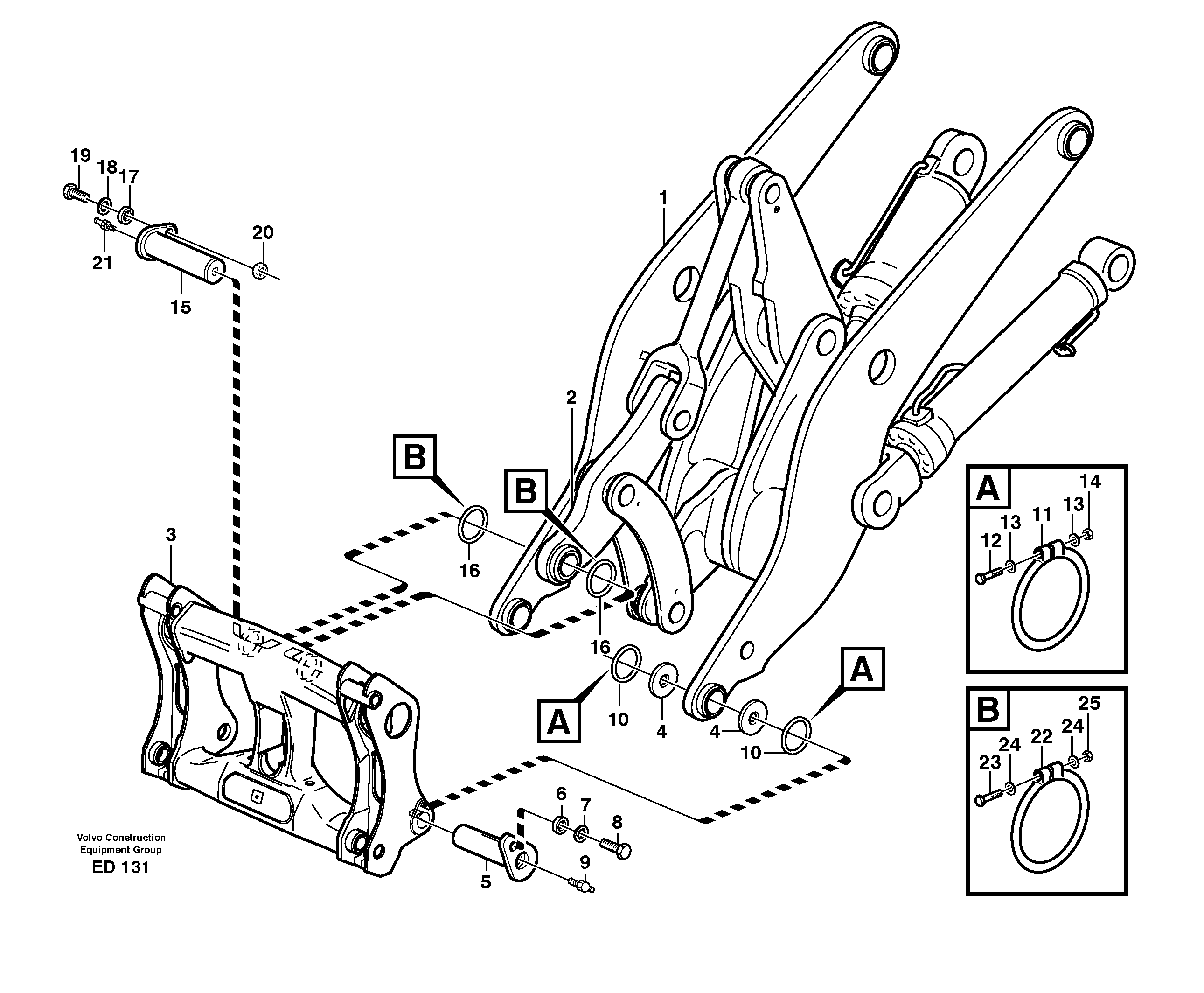 Assemble attachment bracket.  STD, OPEN ROPS — volvo parts diagram