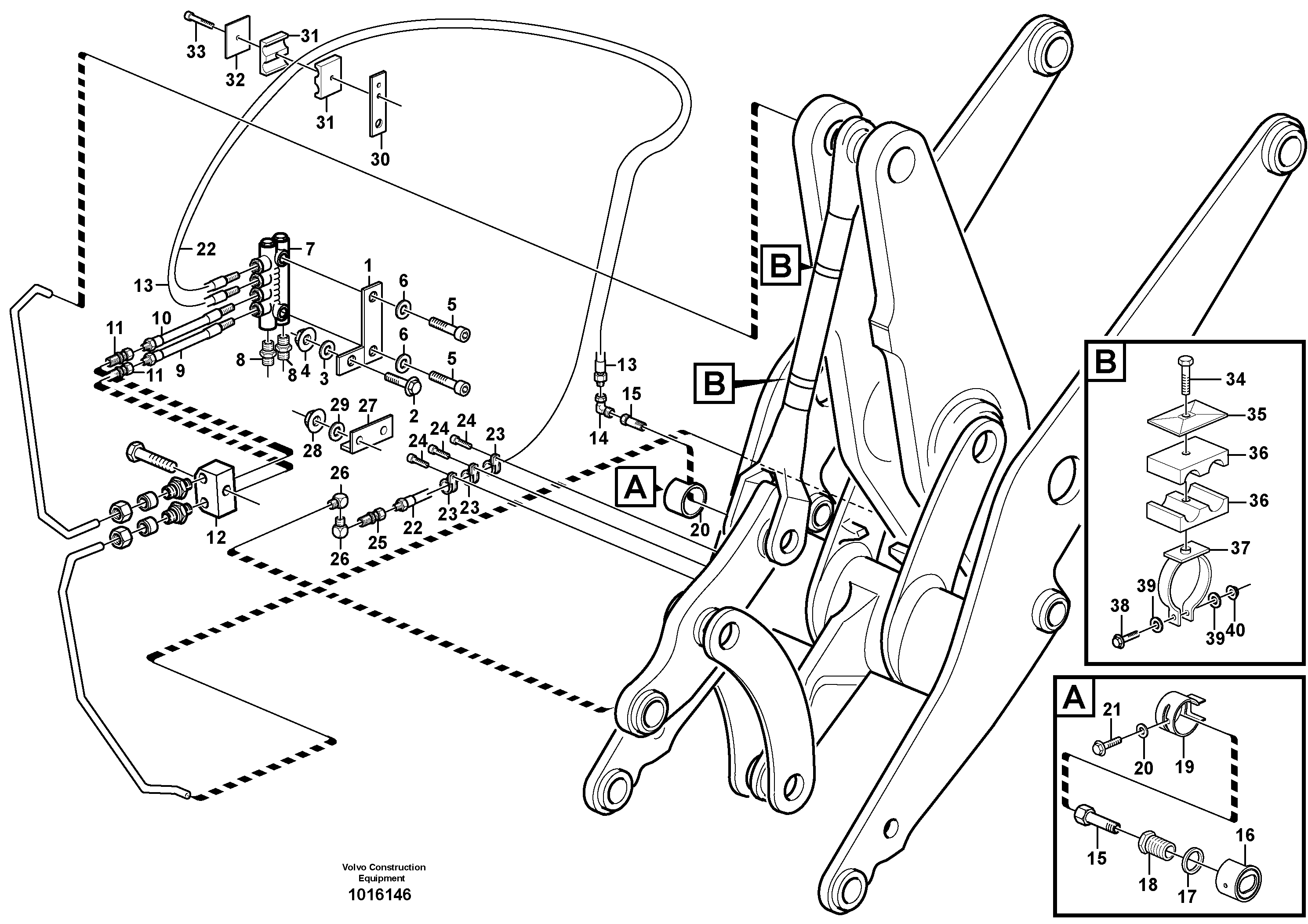 Central lubrication with fitting parts. B3  82533 — volvo parts diagram