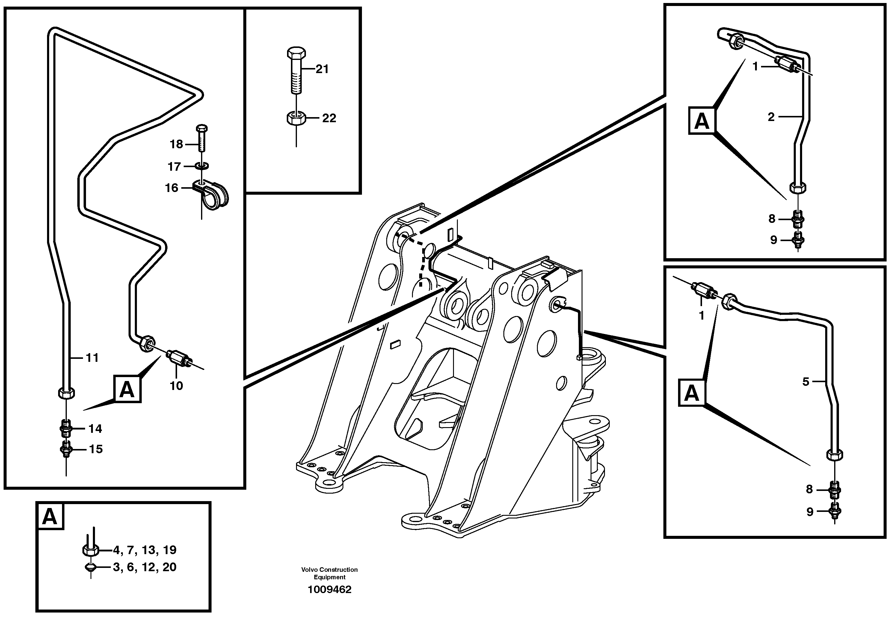 Extended lube points for lift arm system  STD, OPEN ROPS — volvo parts diagram