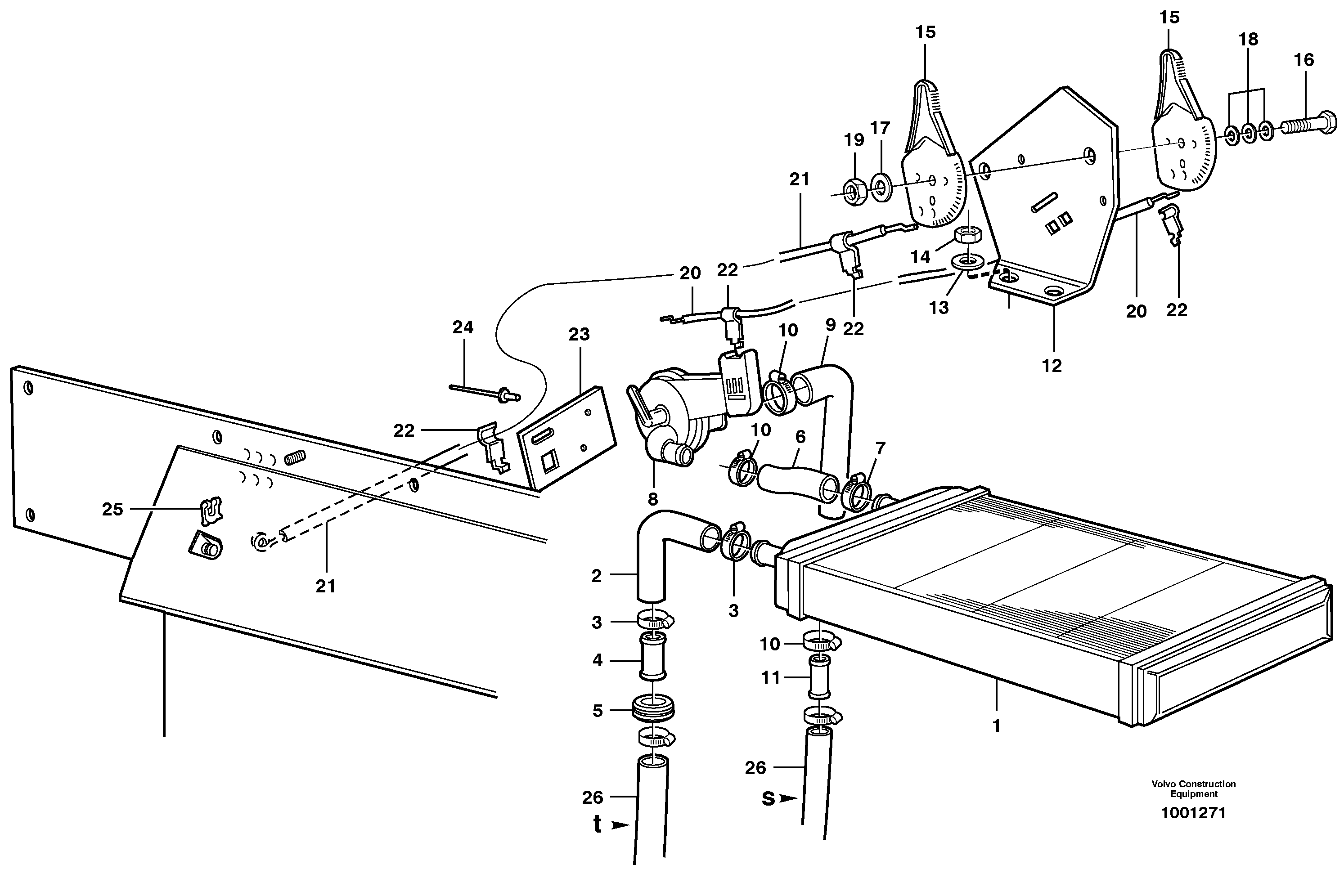 Radiator and control — volvo parts diagram