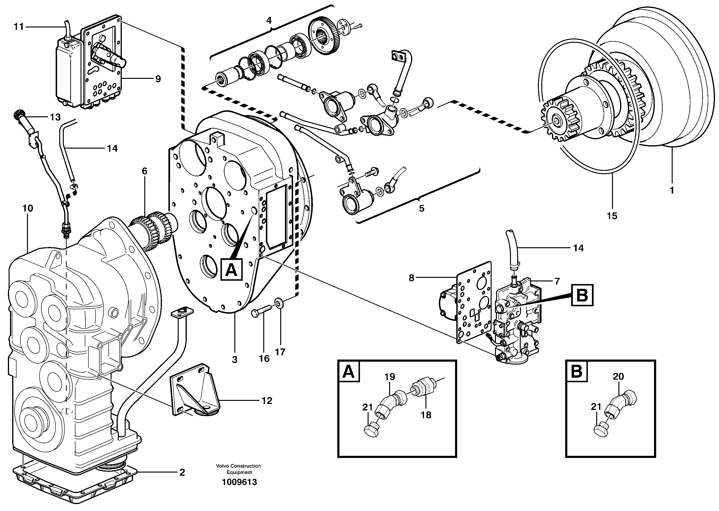 Hydraulic transmission with fitting parts — volvo parts diagram