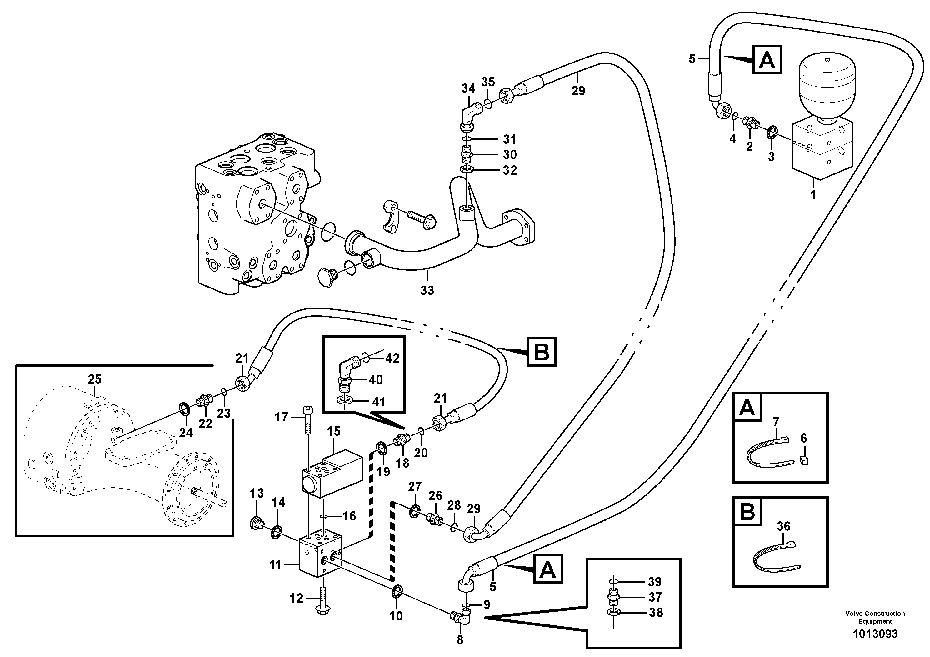 Differential lock, hydraulic line  82823 — volvo parts diagram