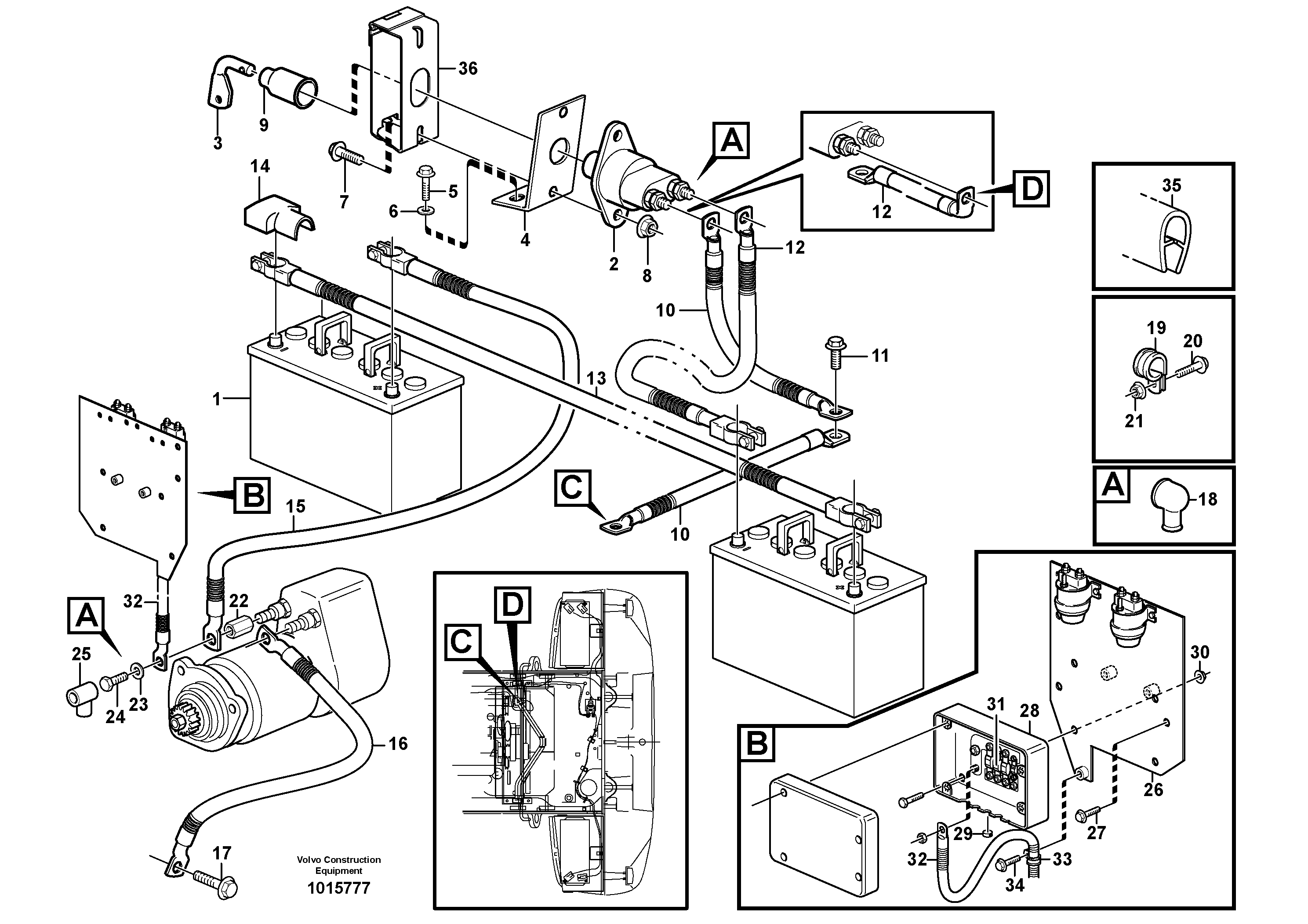 Battery cable and main switch — volvo parts diagram