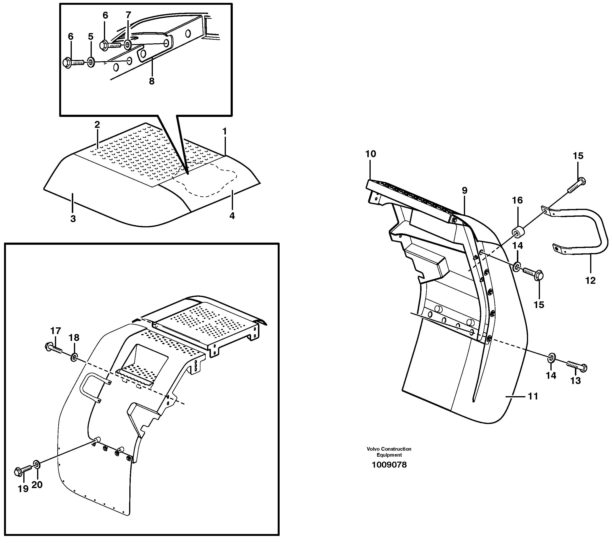 Fender, rear  STD, OPEN ROPS — volvo parts diagram