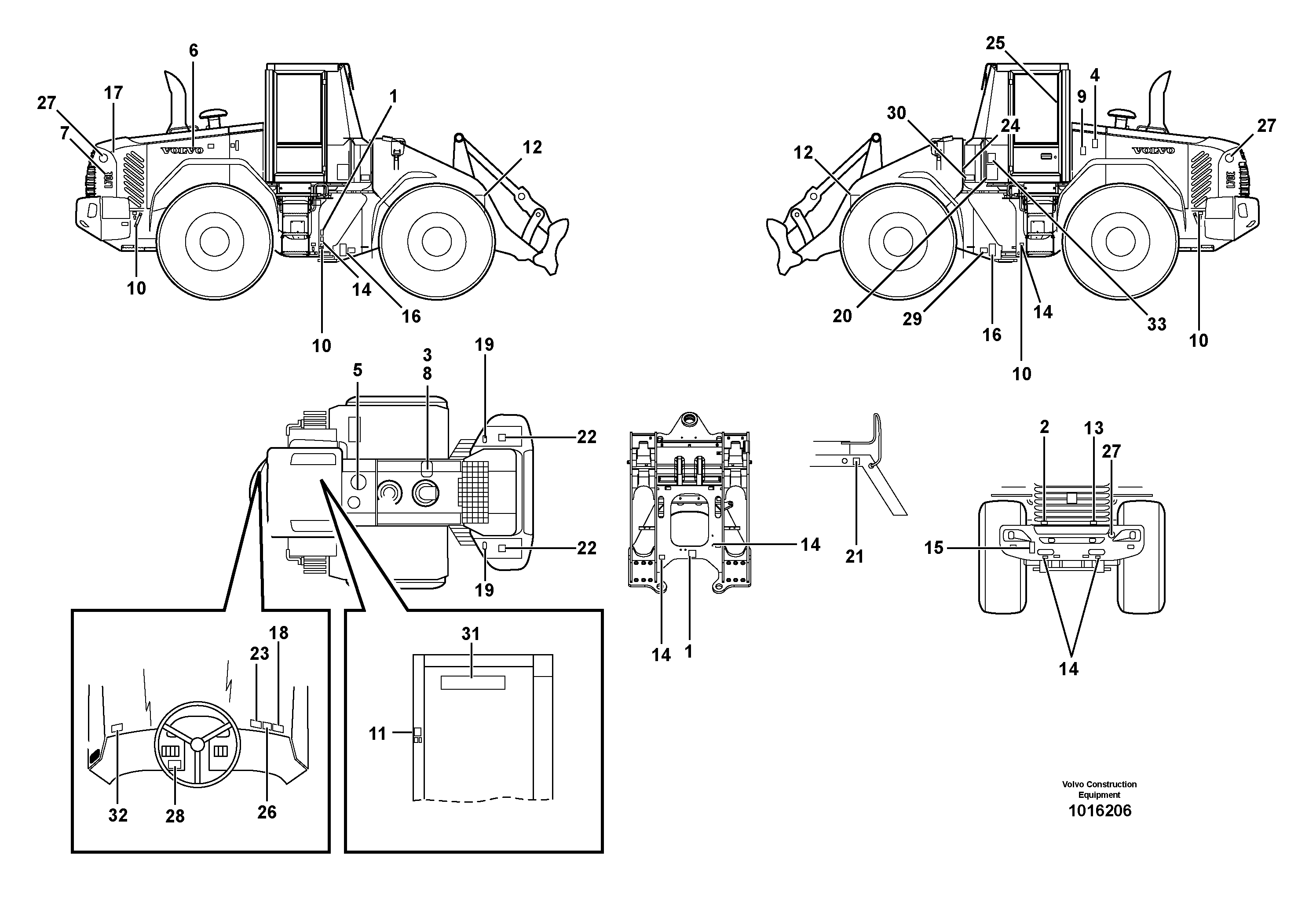Sign plates and decals  STD, OPEN ROPS — volvo parts diagram