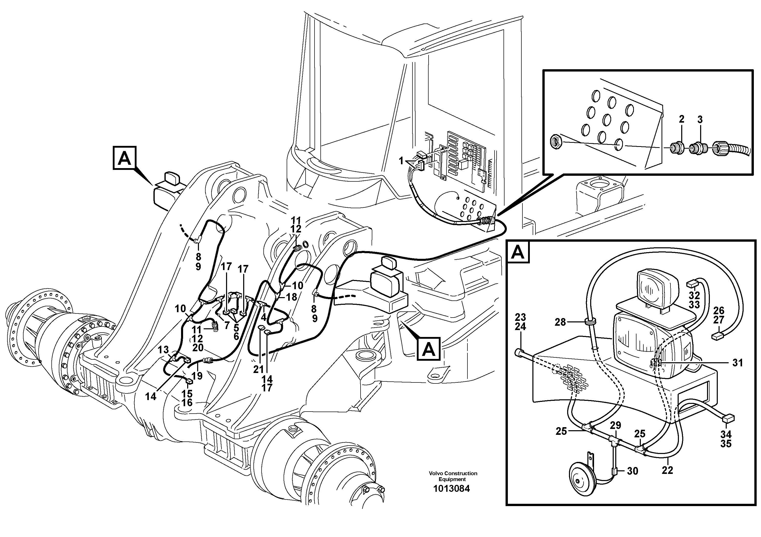 Cable harness, front  STD, OPEN ROPS — volvo parts diagram