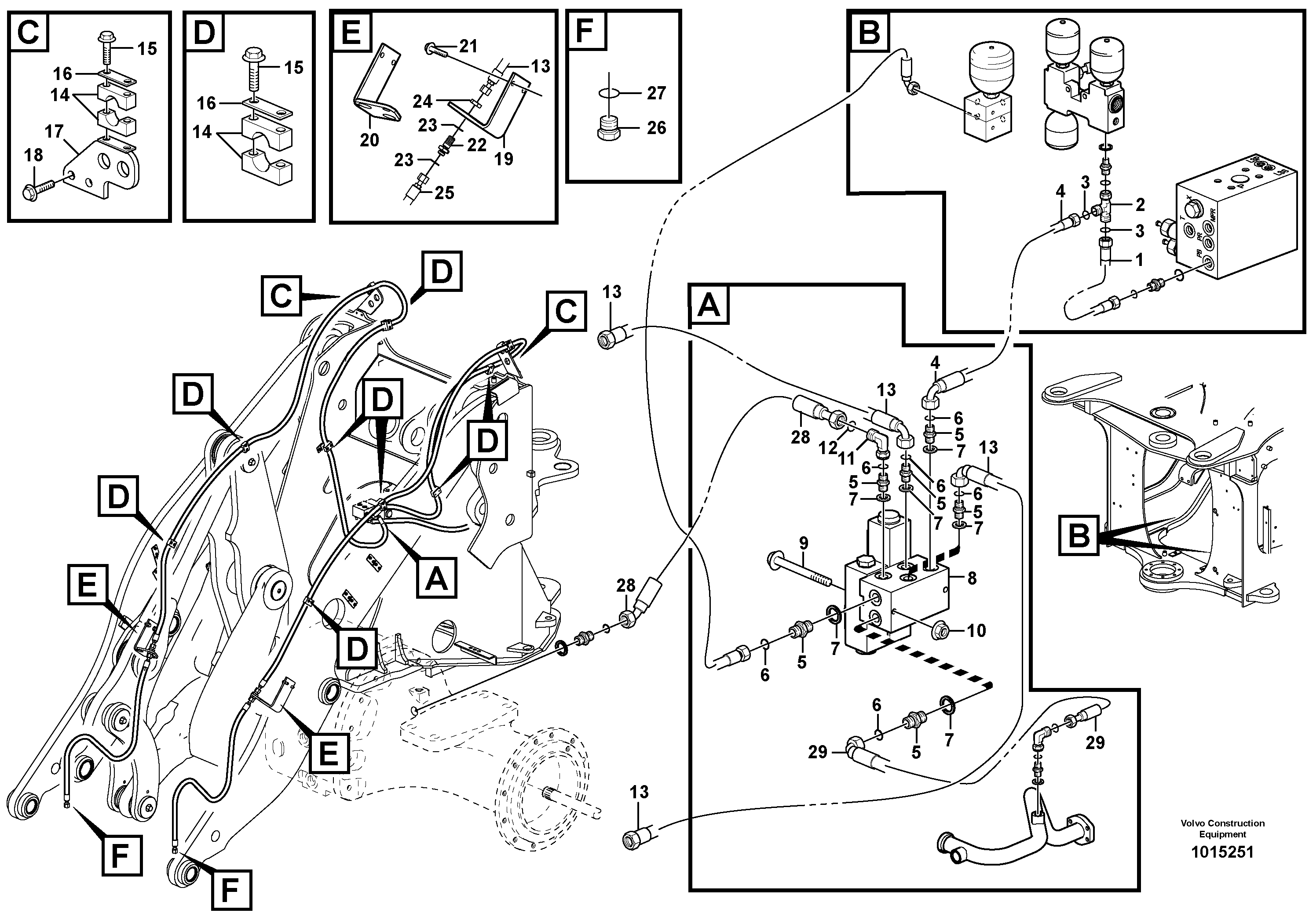 Hydraulic system, attachment bracket.  82585 — volvo parts diagram