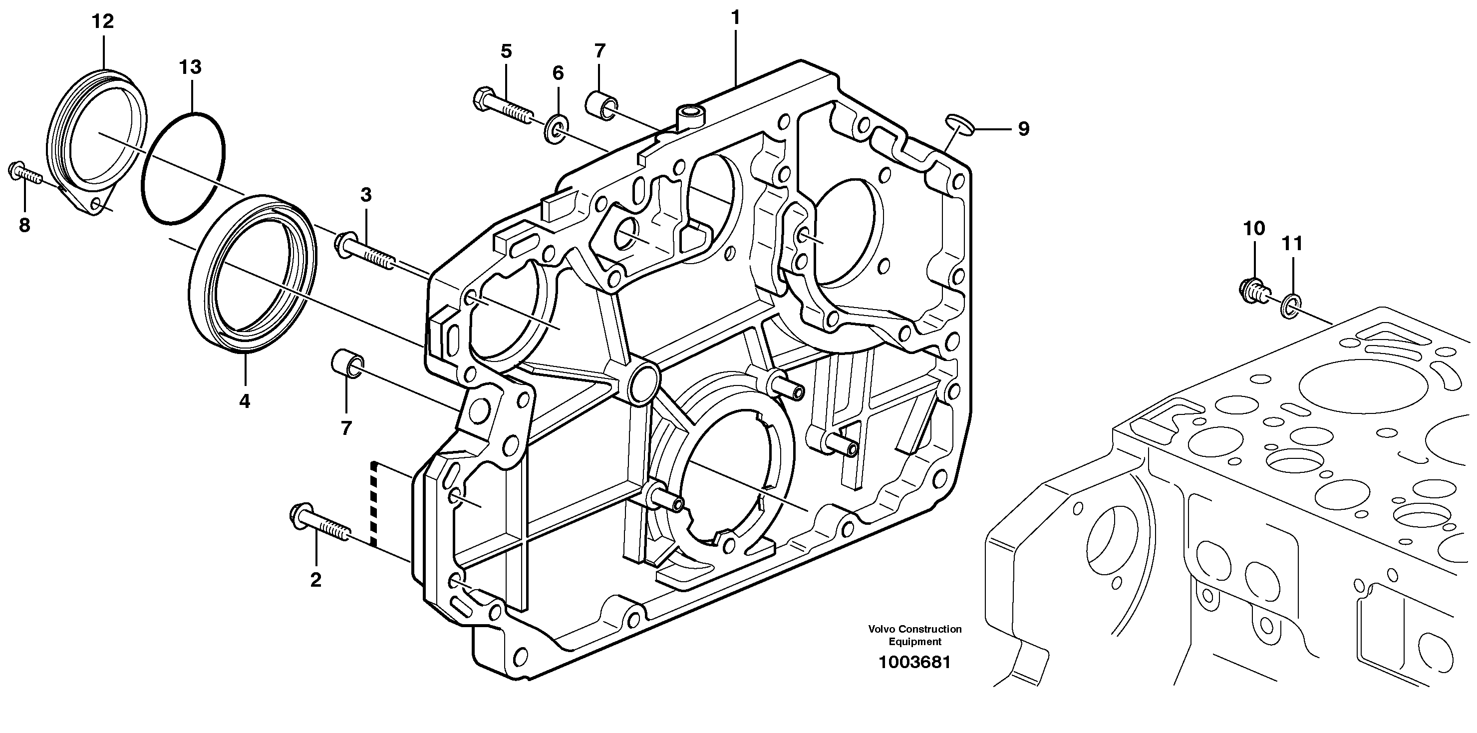 Timing gear casing and gears — volvo parts diagram