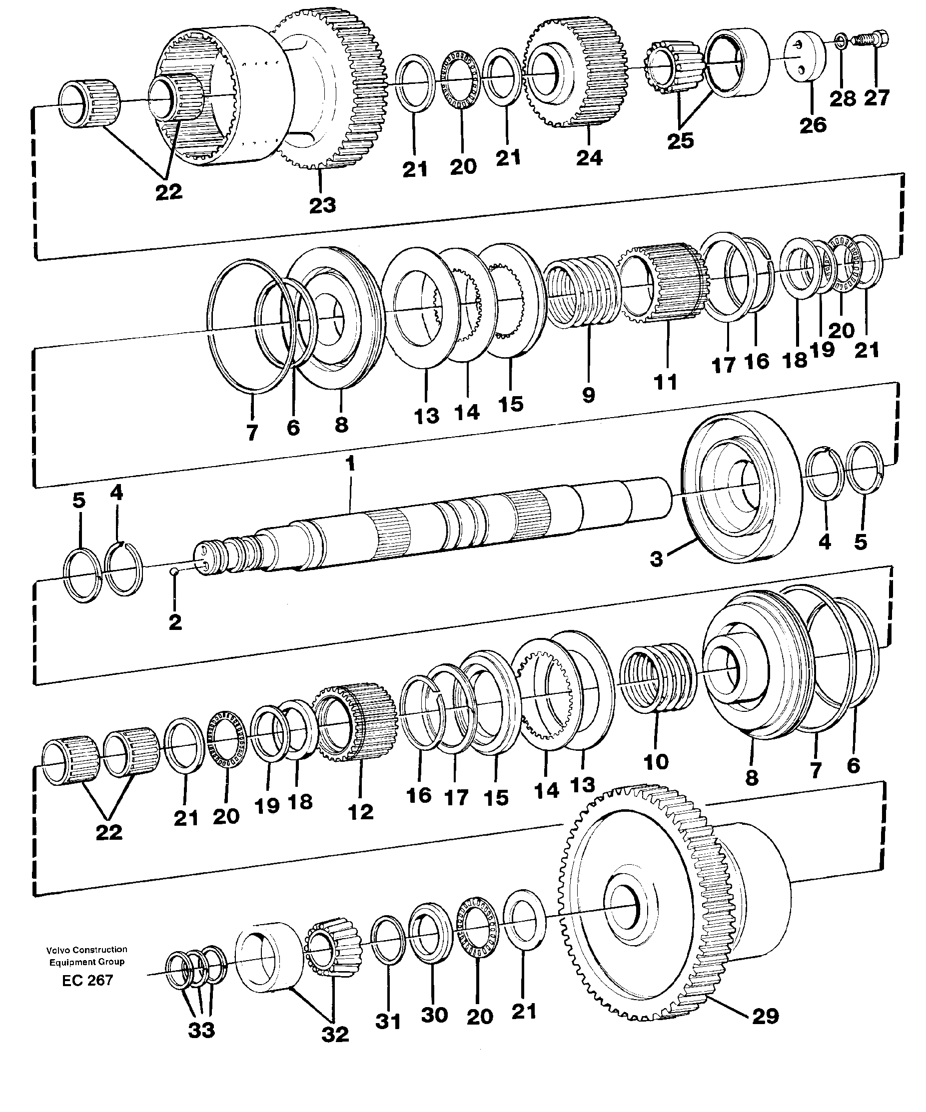 Hydraulic clutch 1:st and 2:nd speeds  22530 — volvo parts diagram