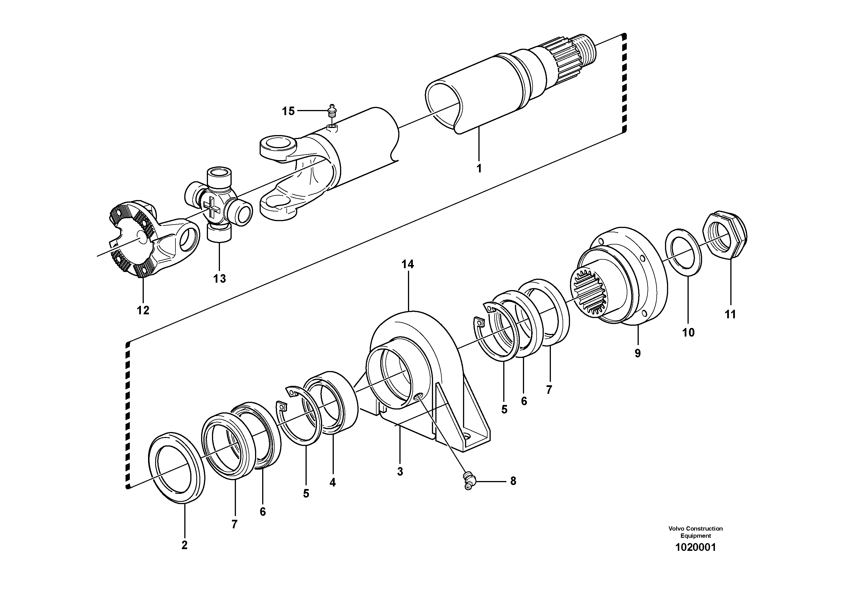 Power shaft front  STD, OPEN ROPS — volvo parts diagram