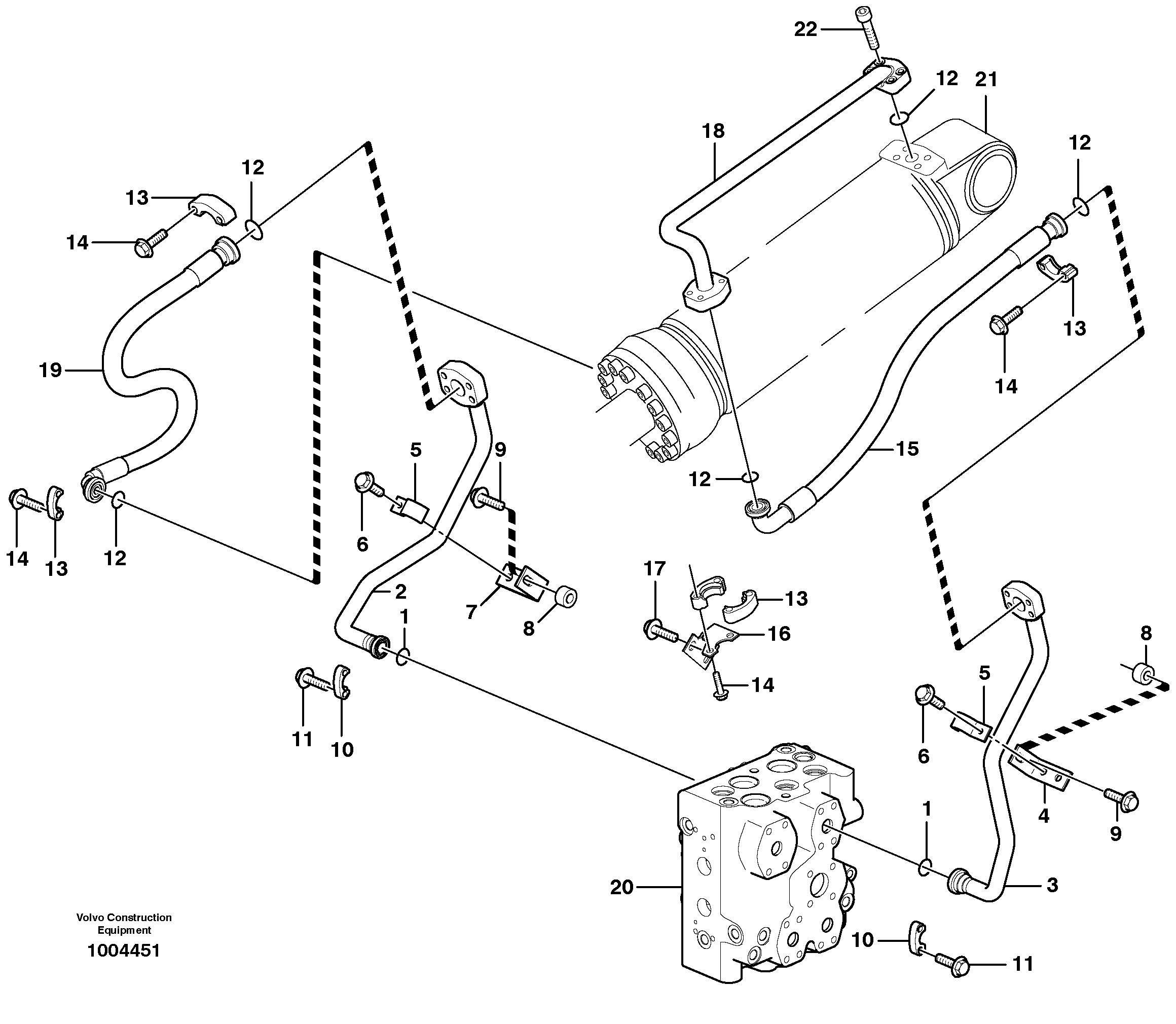 Hydraulic system, tilt function  STD, OPEN ROPS — volvo parts diagram