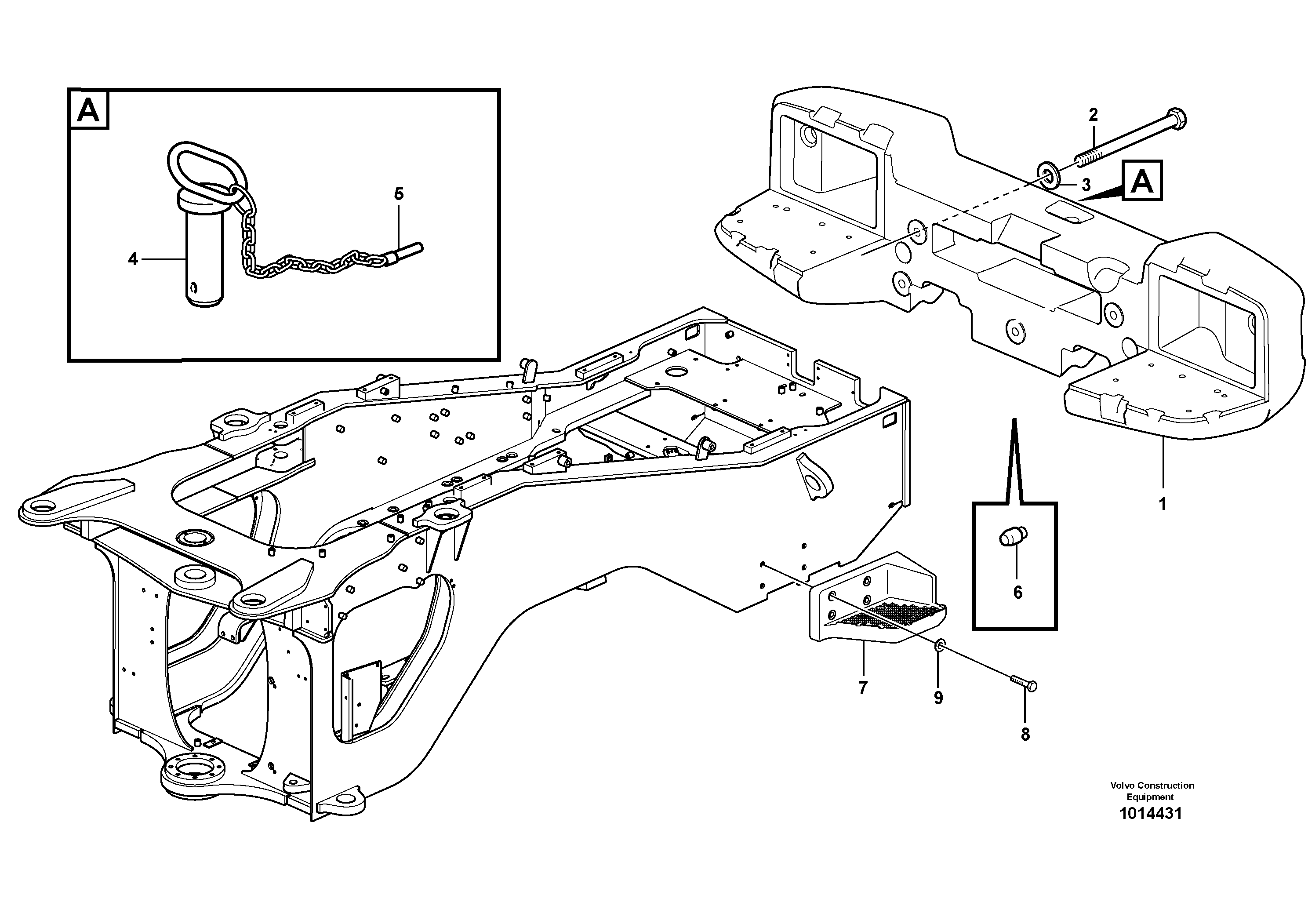 Rear hitch and counterweight  STD, OPEN ROPS — volvo parts diagram