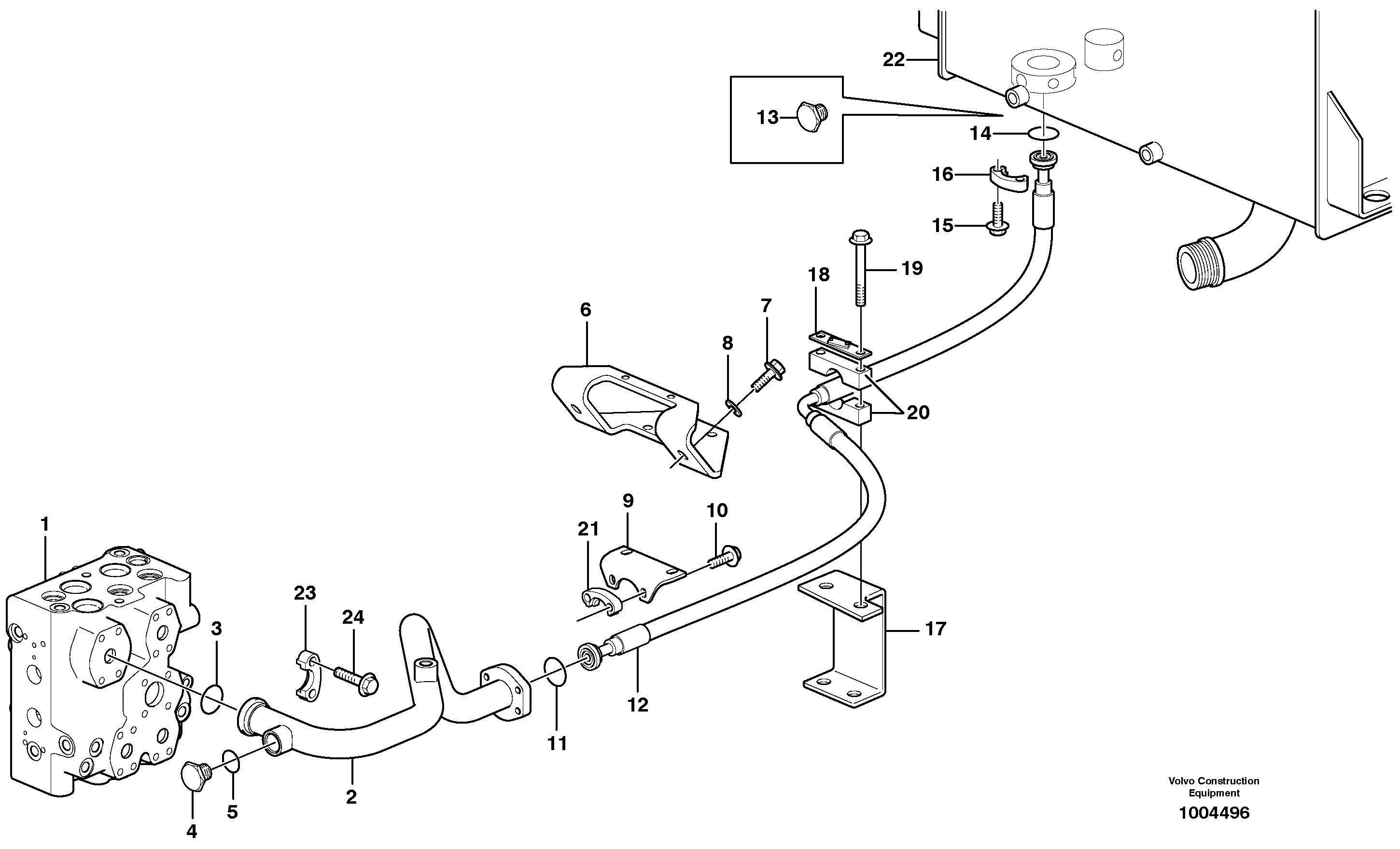 Hydraulic system, return line  STD, OPEN ROPS — volvo parts diagram