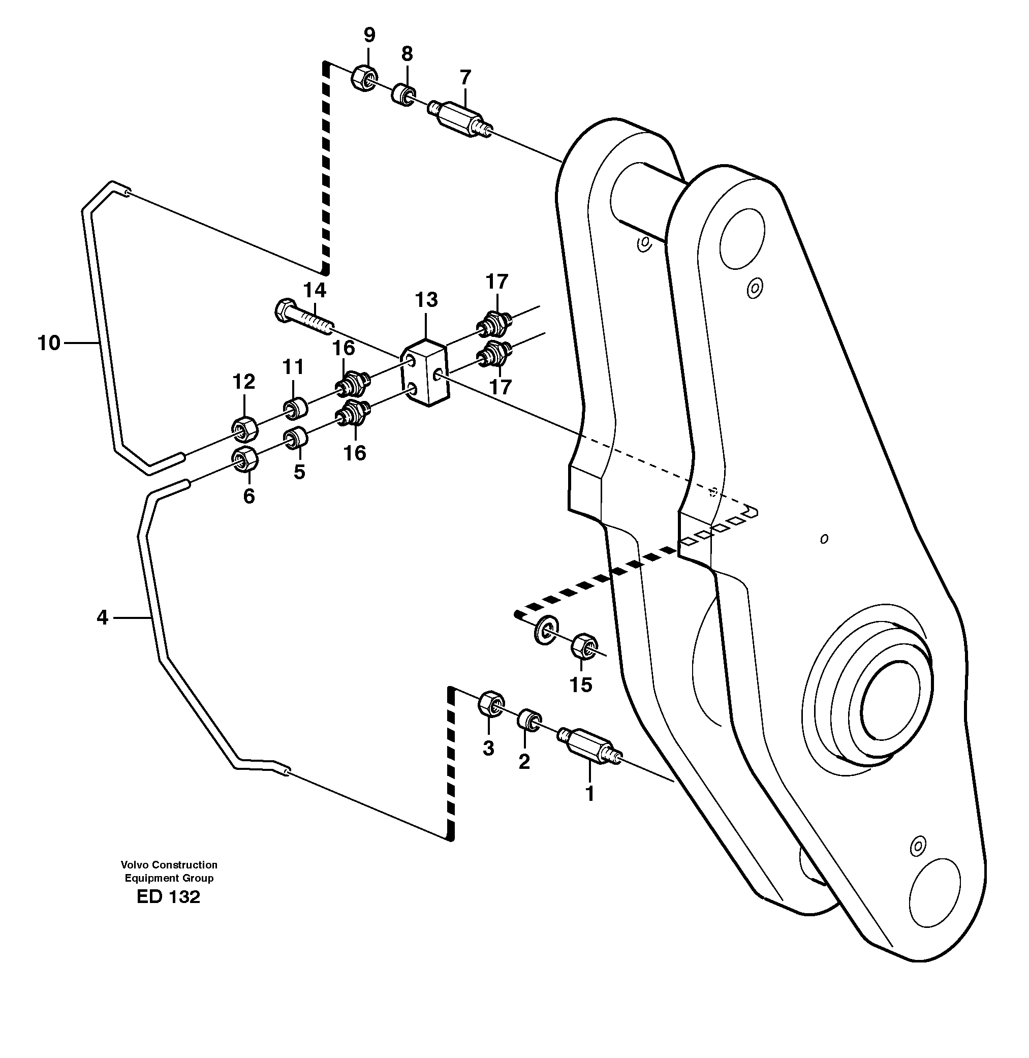 Extended lube points for lift arm system — volvo parts diagram
