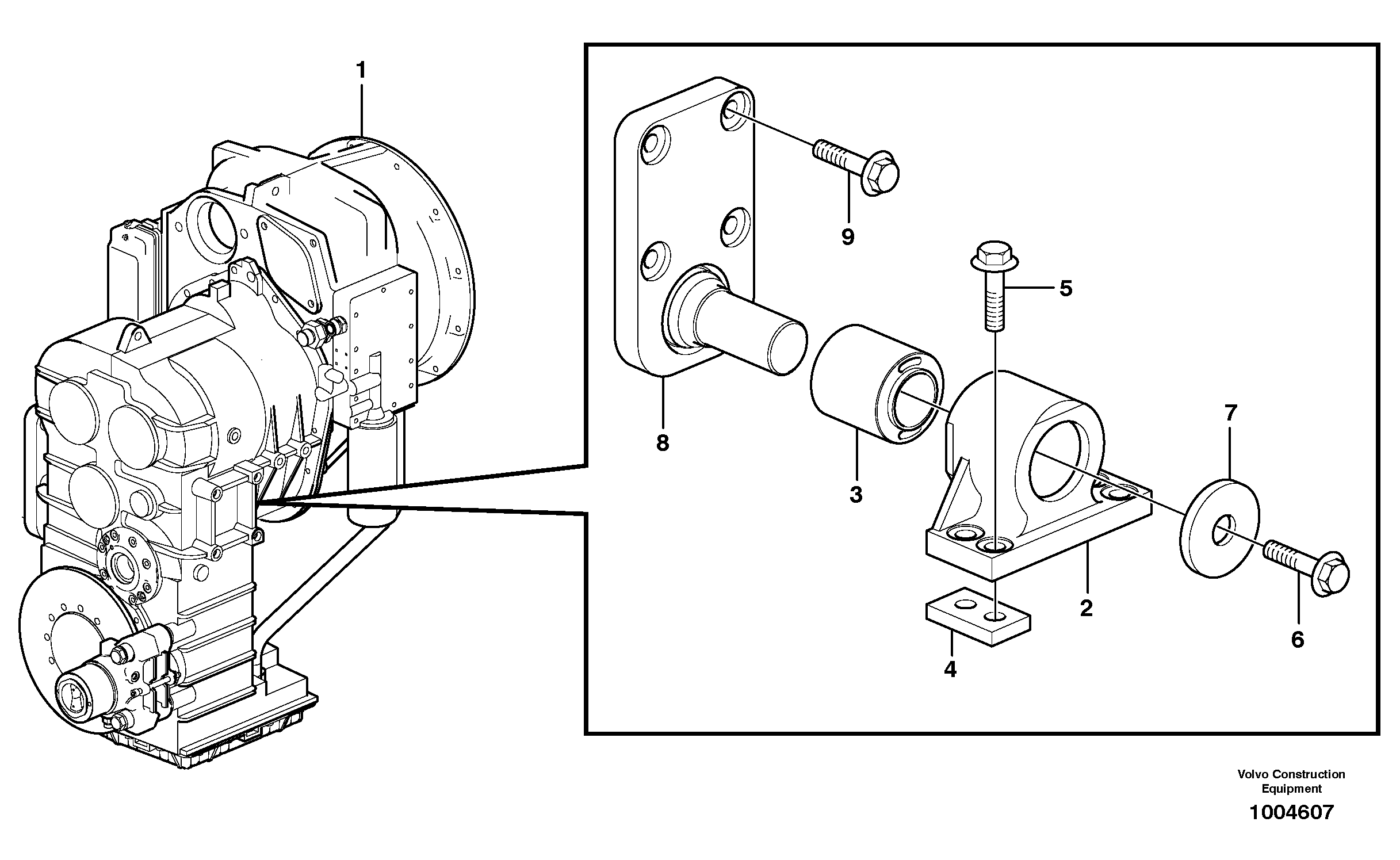 Gear box housing with fitting parts  22530, OPEN ROPS — volvo parts diagram