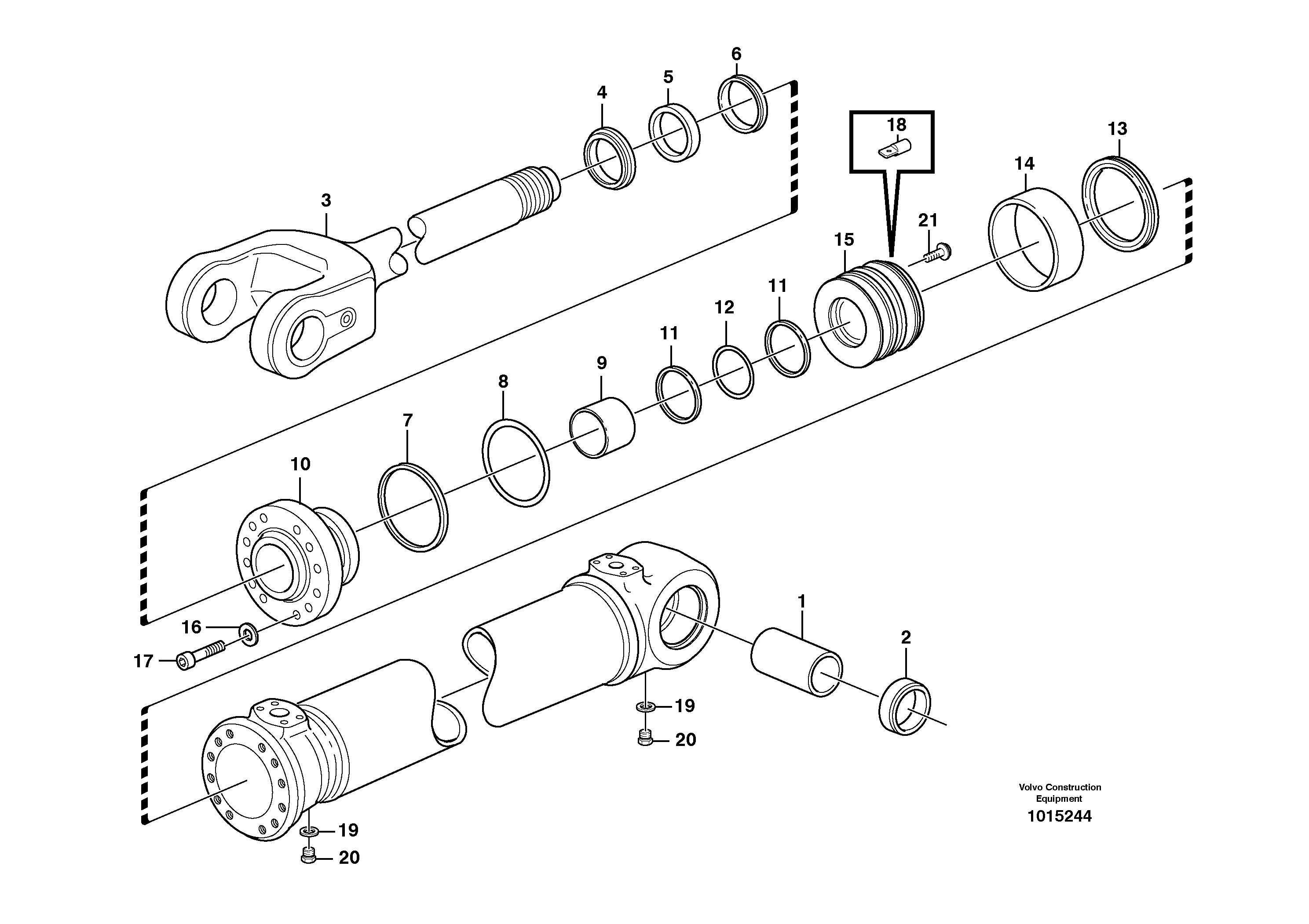 Hydraulic cylinder, lifting.  STD, OPEN ROPS — volvo parts diagram